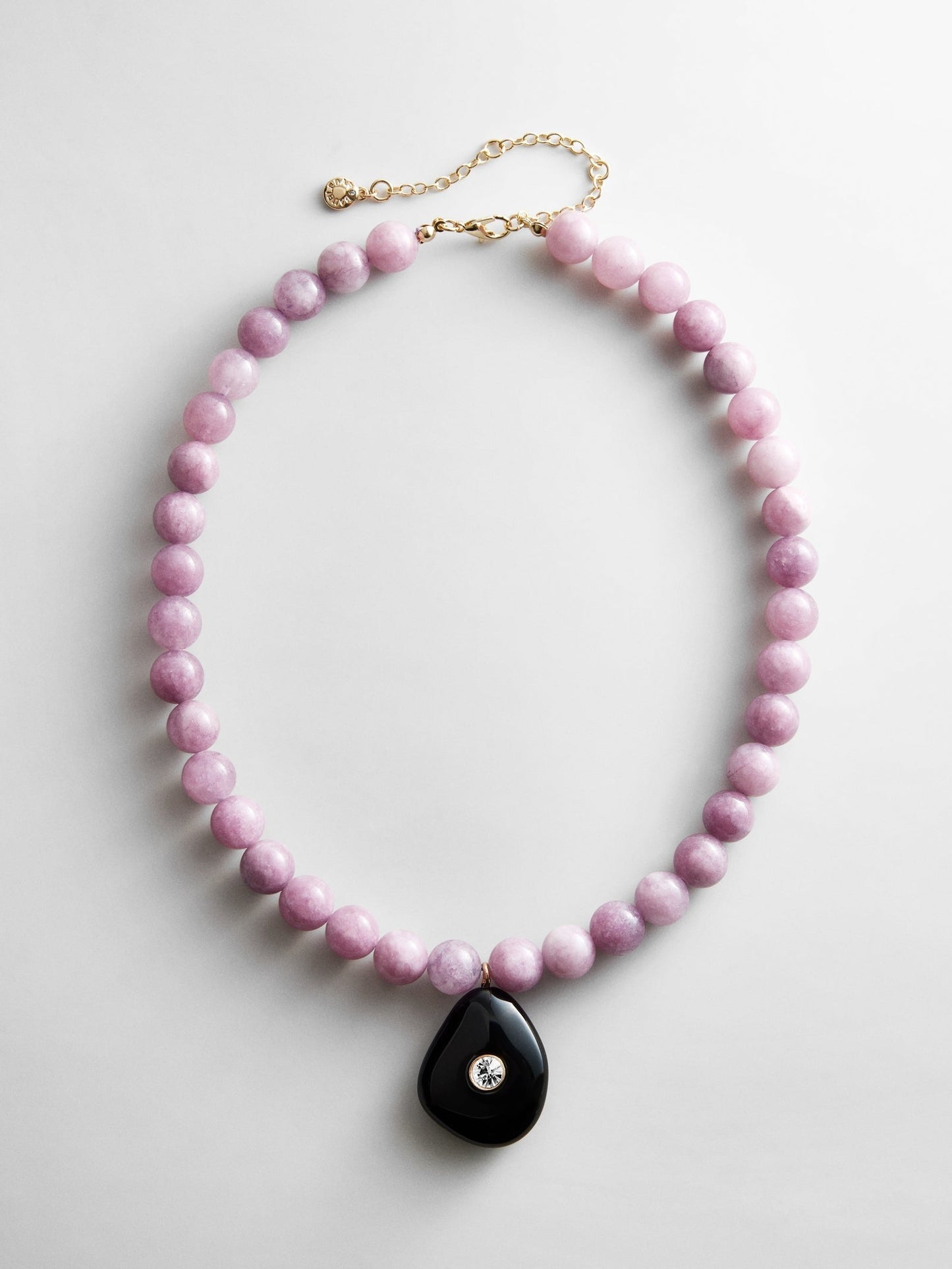 Jamie Semi-Precious Beaded Necklace - Light Amethyst/Black Hypersthene