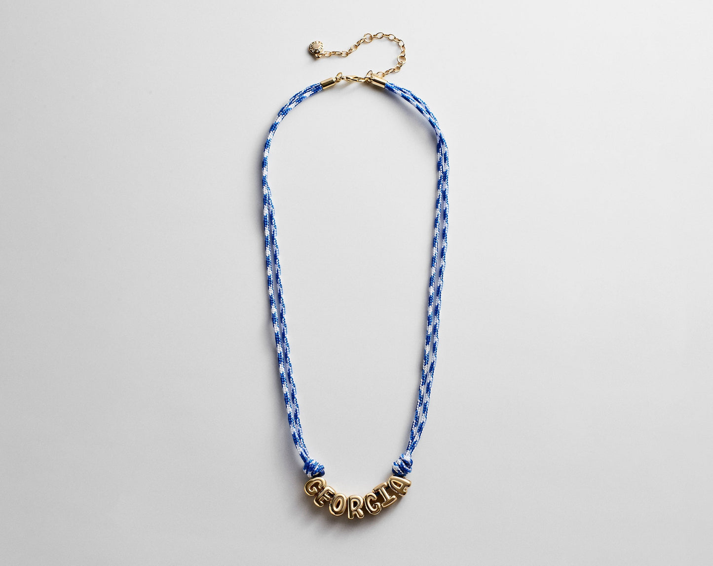 Bubble Letter Custom Paracord Necklace - Blue/White