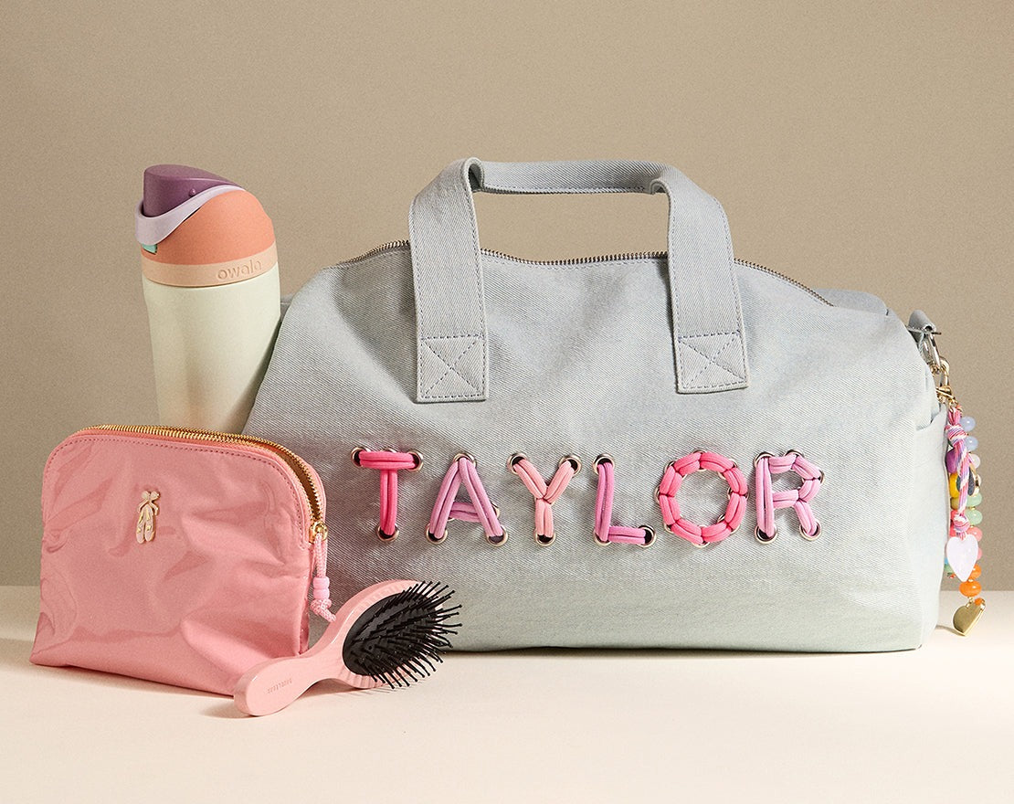 Thready to Go Kids’ Custom Duffle - Light Denim/Pink Multi