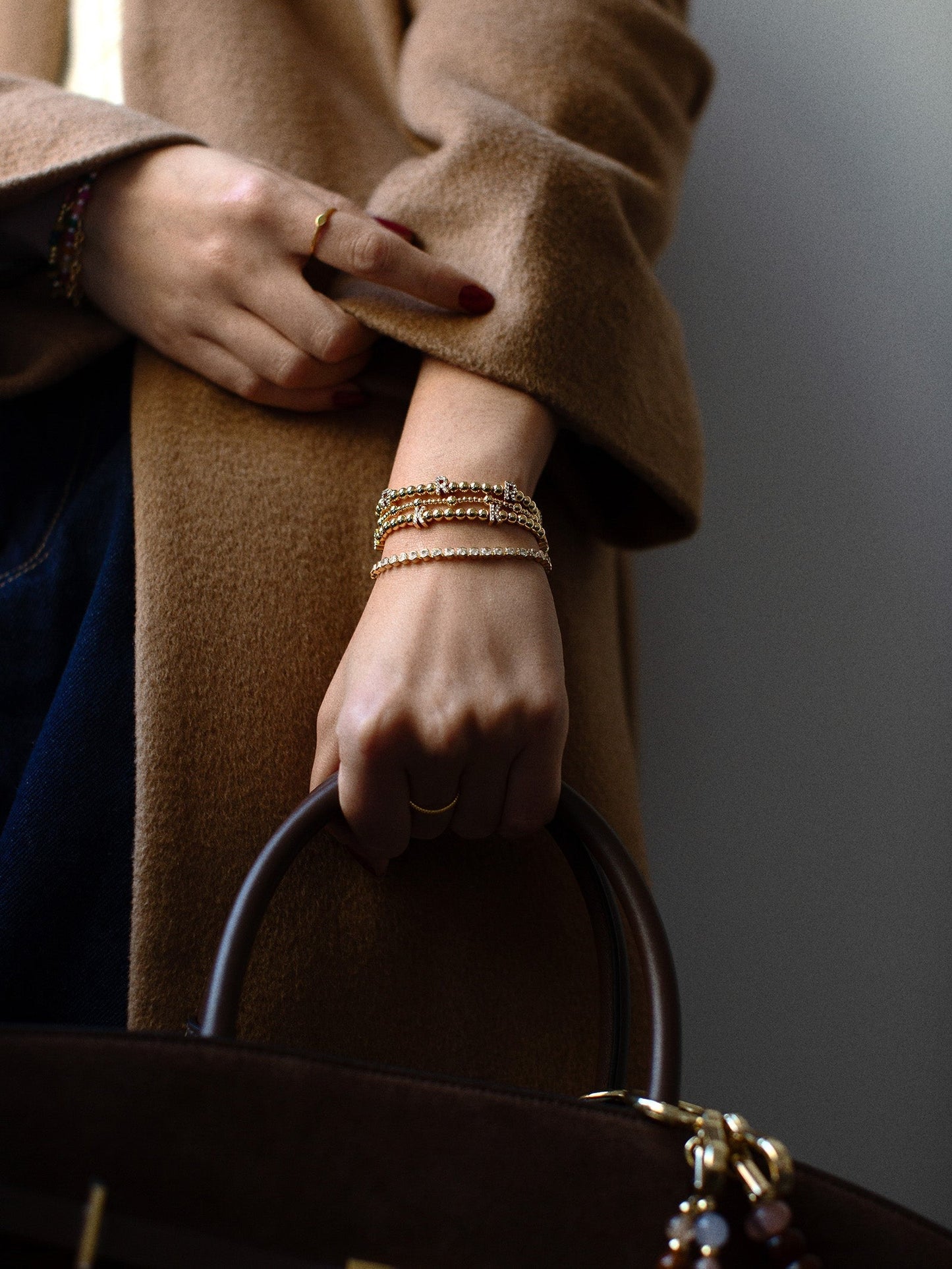 Gold/Pavé Repeating Initial Pisa Bracelet - R