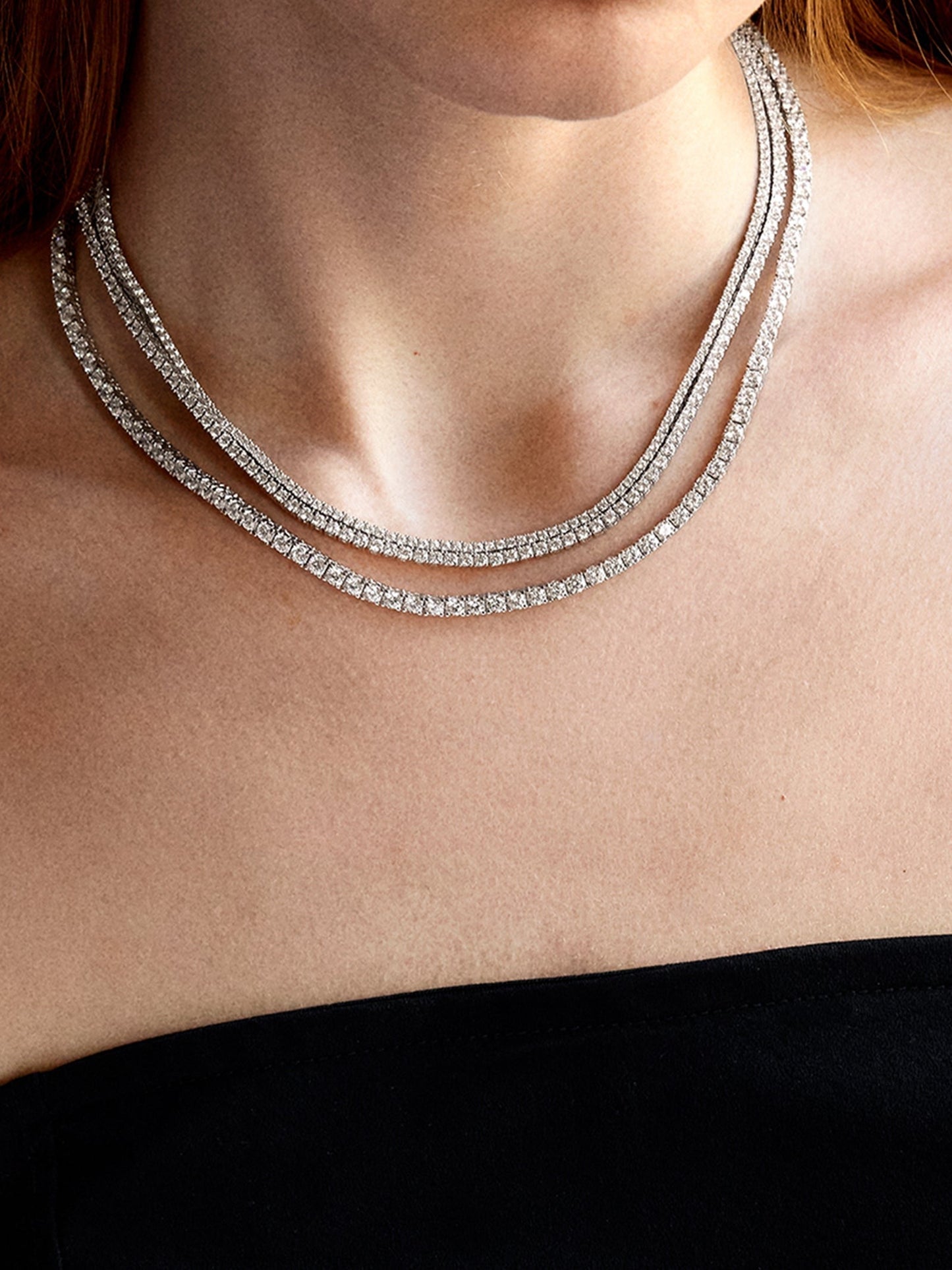 Billie Silver Tennis Necklace - Rhodium Plated Silver