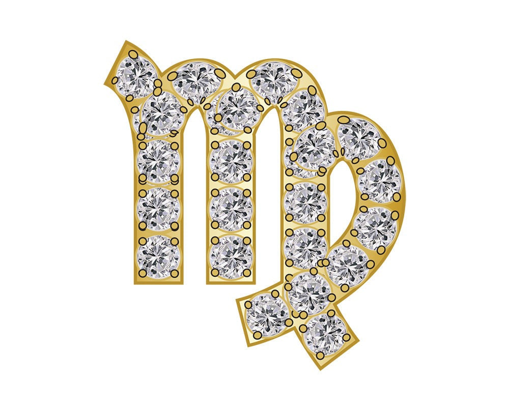 Virgo Mini Zodiac Icon - Pavé/Gold