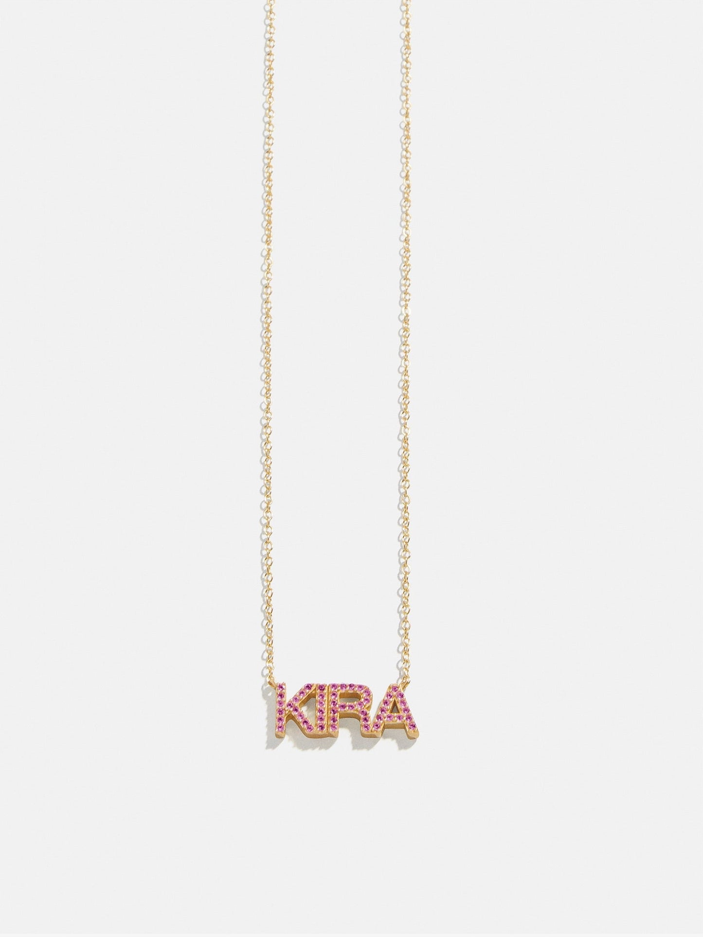 14K Gold Birthstone Custom Nameplate Necklace - Rose