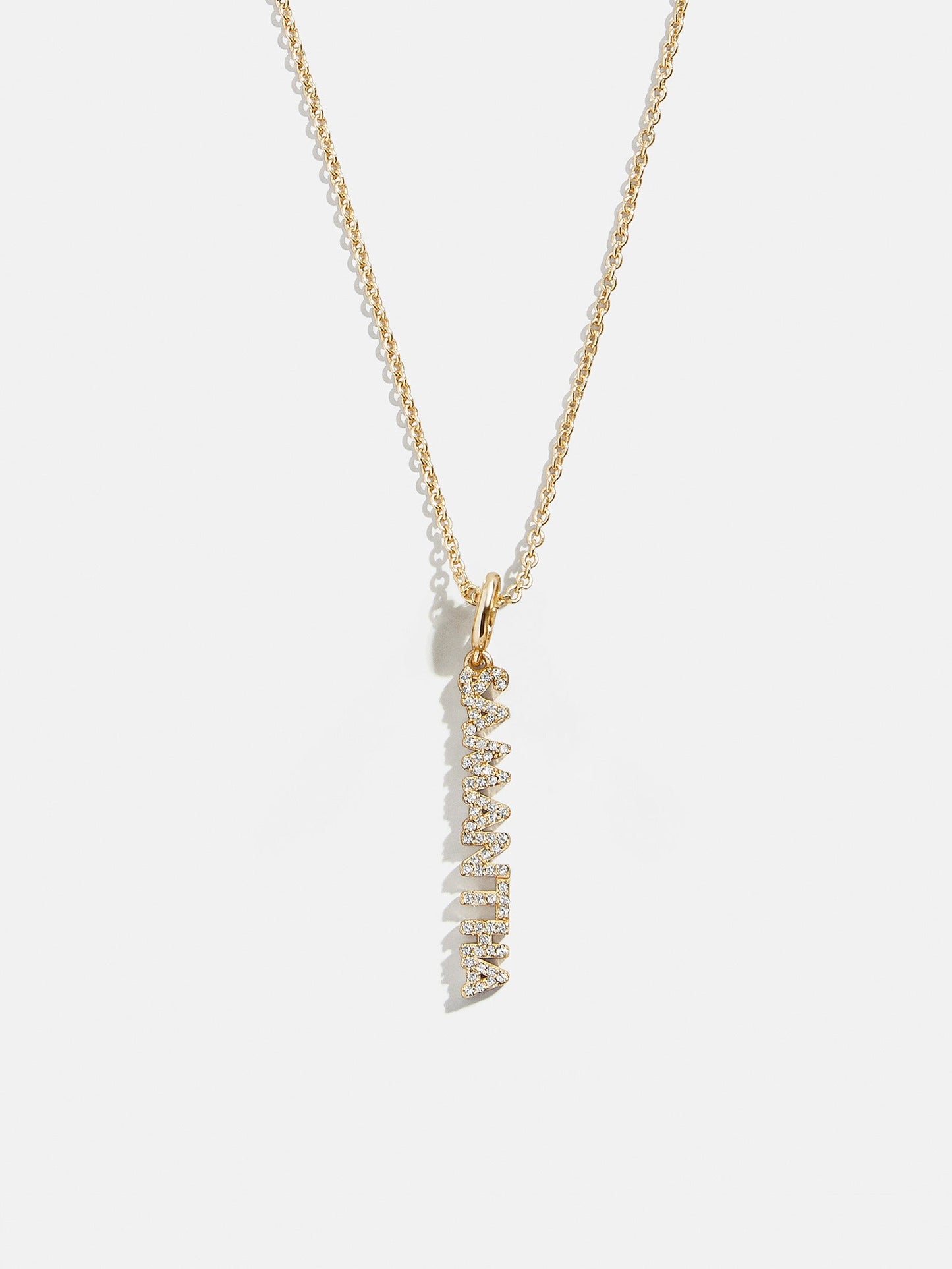 Mini Pave Block Cluster Custom Nameplate Necklace - 1 Name