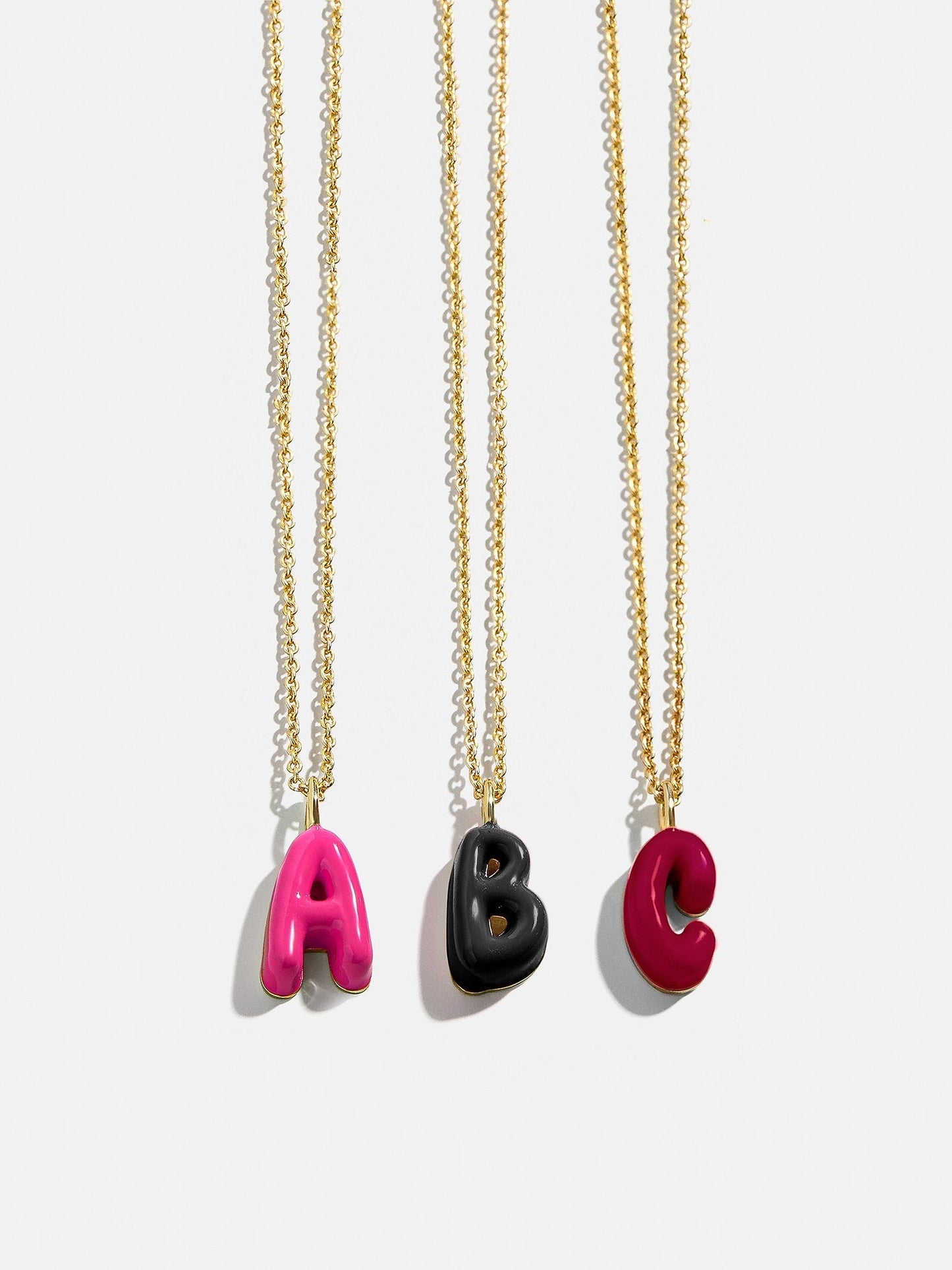 Mini Bubble Initial Enamel Necklace - Hot Pink
