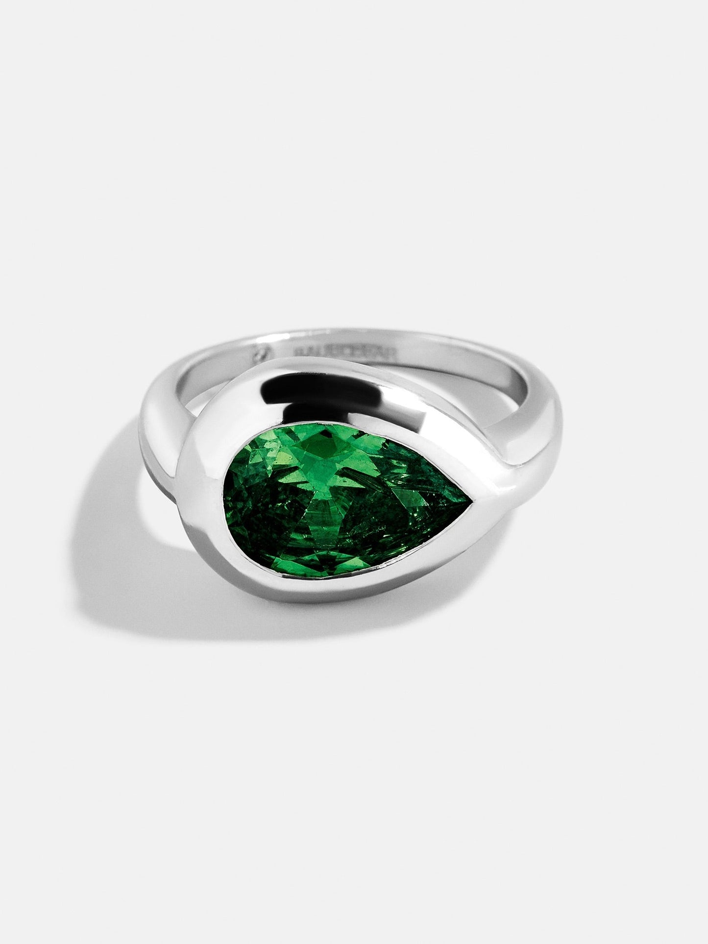 Silver Cubic Zirconia Custom Birthstone Ring - Emerald