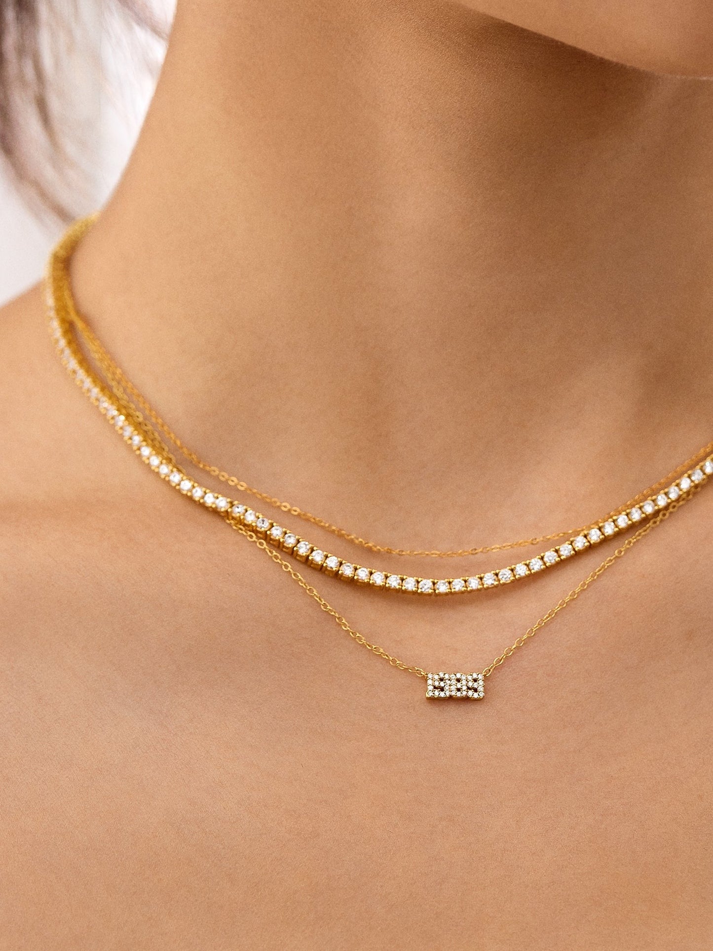 14K Gold Varsity Font Custom Number Necklace - Varsity Font Numbers