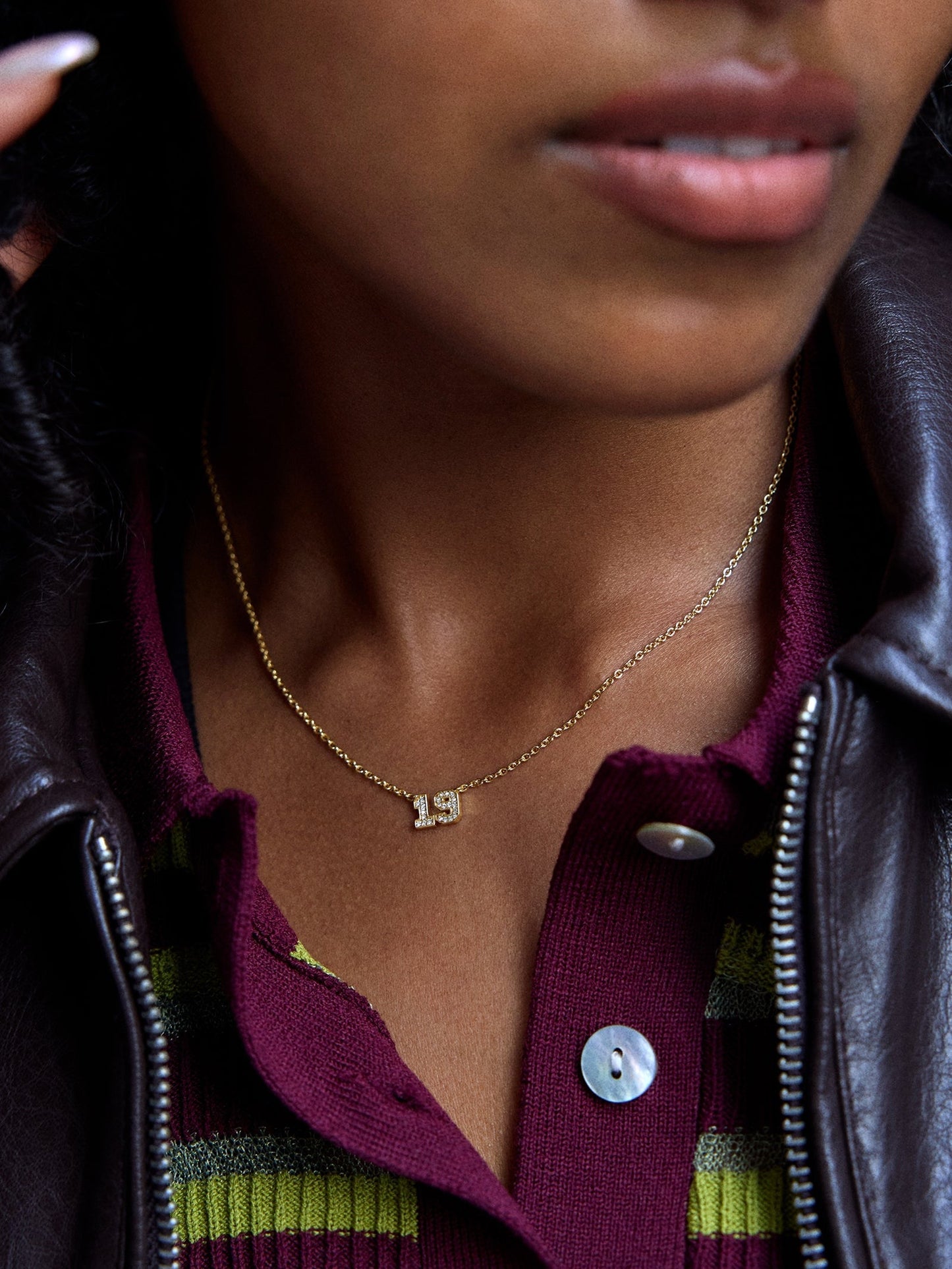 Varsity Gold/Pavé Number Custom Necklace - One Gold Station