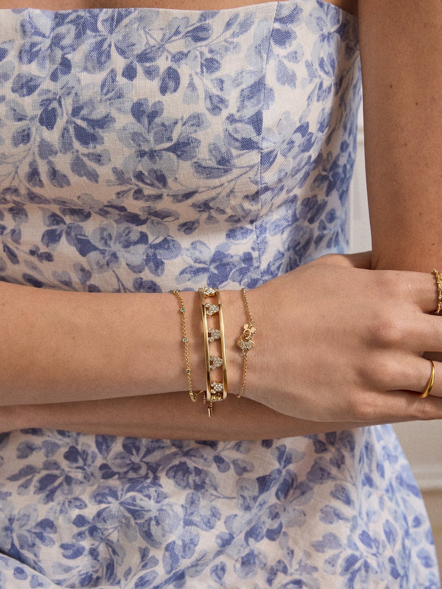 Disney Mickey Mouse Cuff Bracelet - Gold/Pavé
