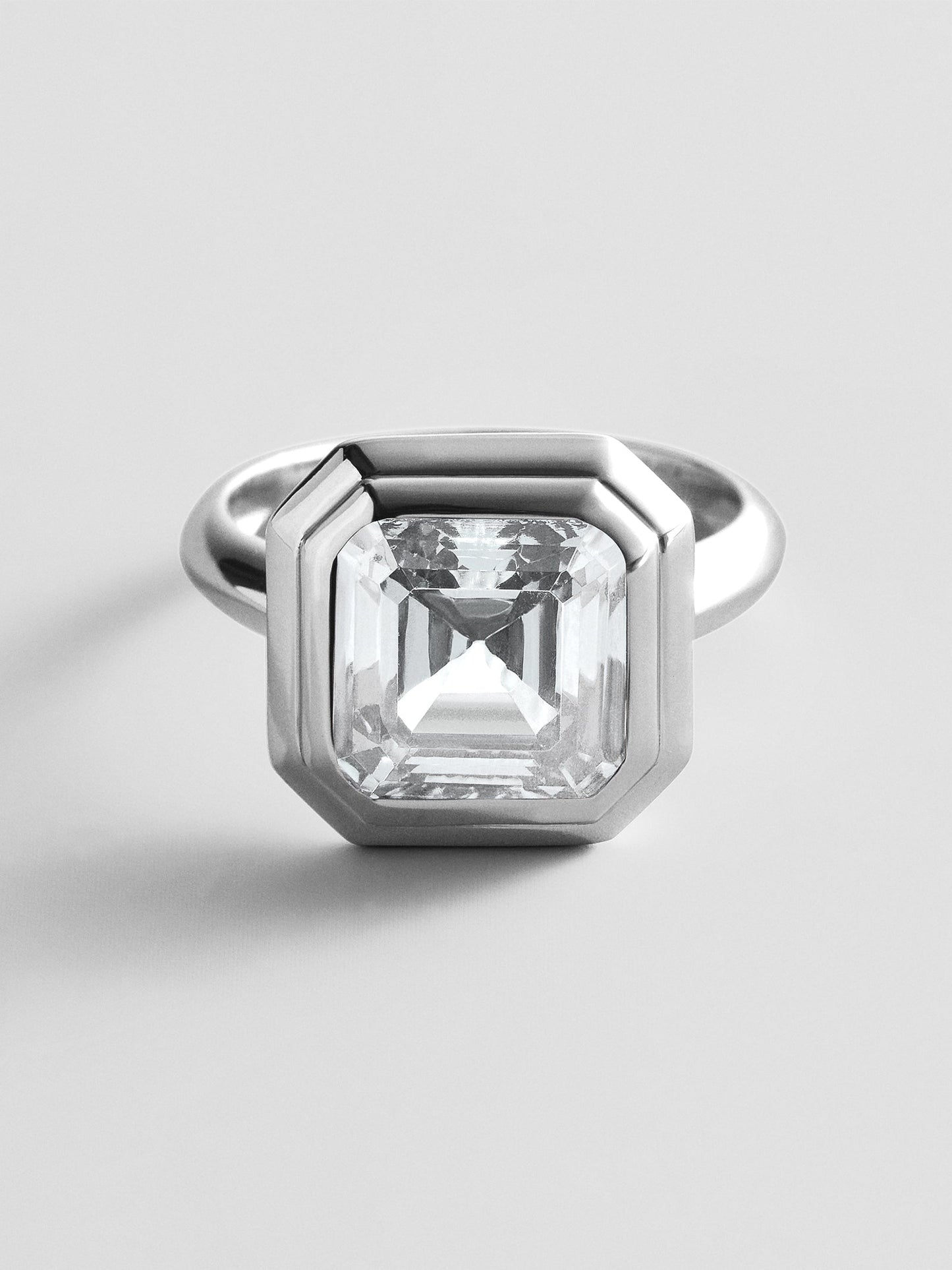 Silver Etched Bezel Custom Birthstone Ring - Crystal