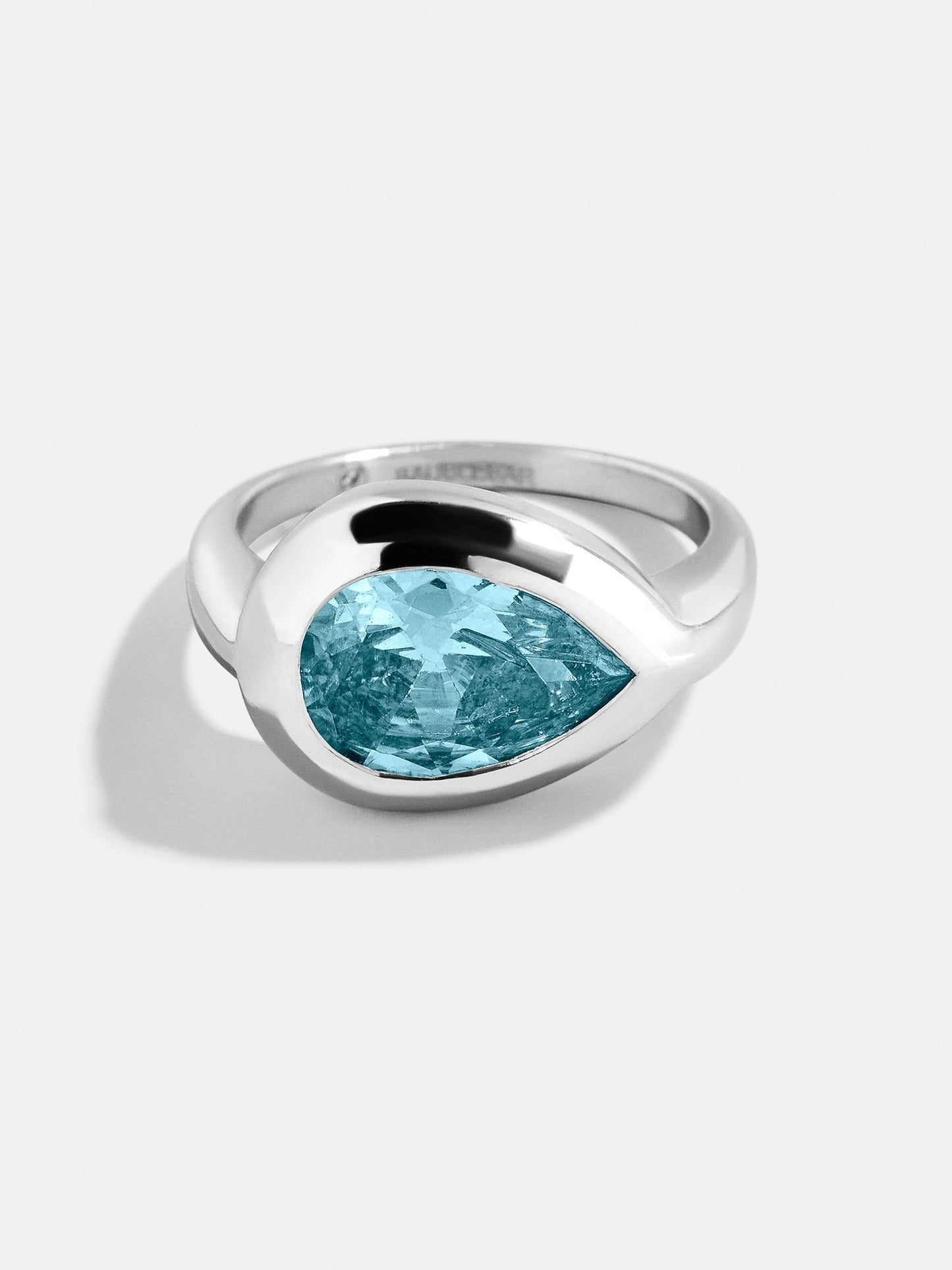 Silver Cubic Zirconia Custom Birthstone Ring - Aquamarine