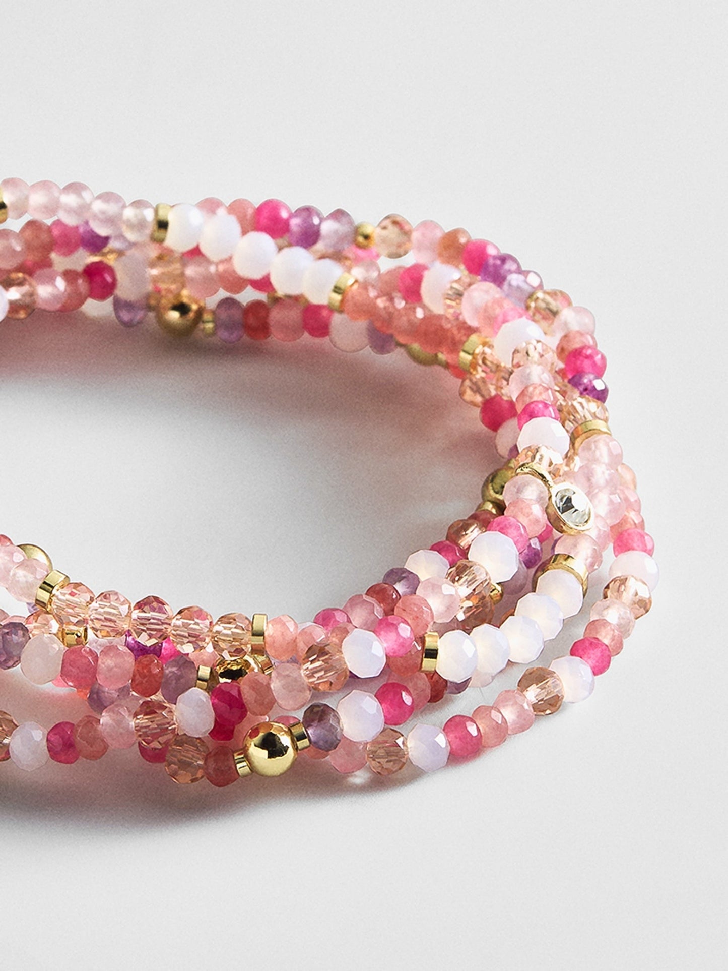 Indya Semi-Precious Layered Bracelet Set - Pink Multi
