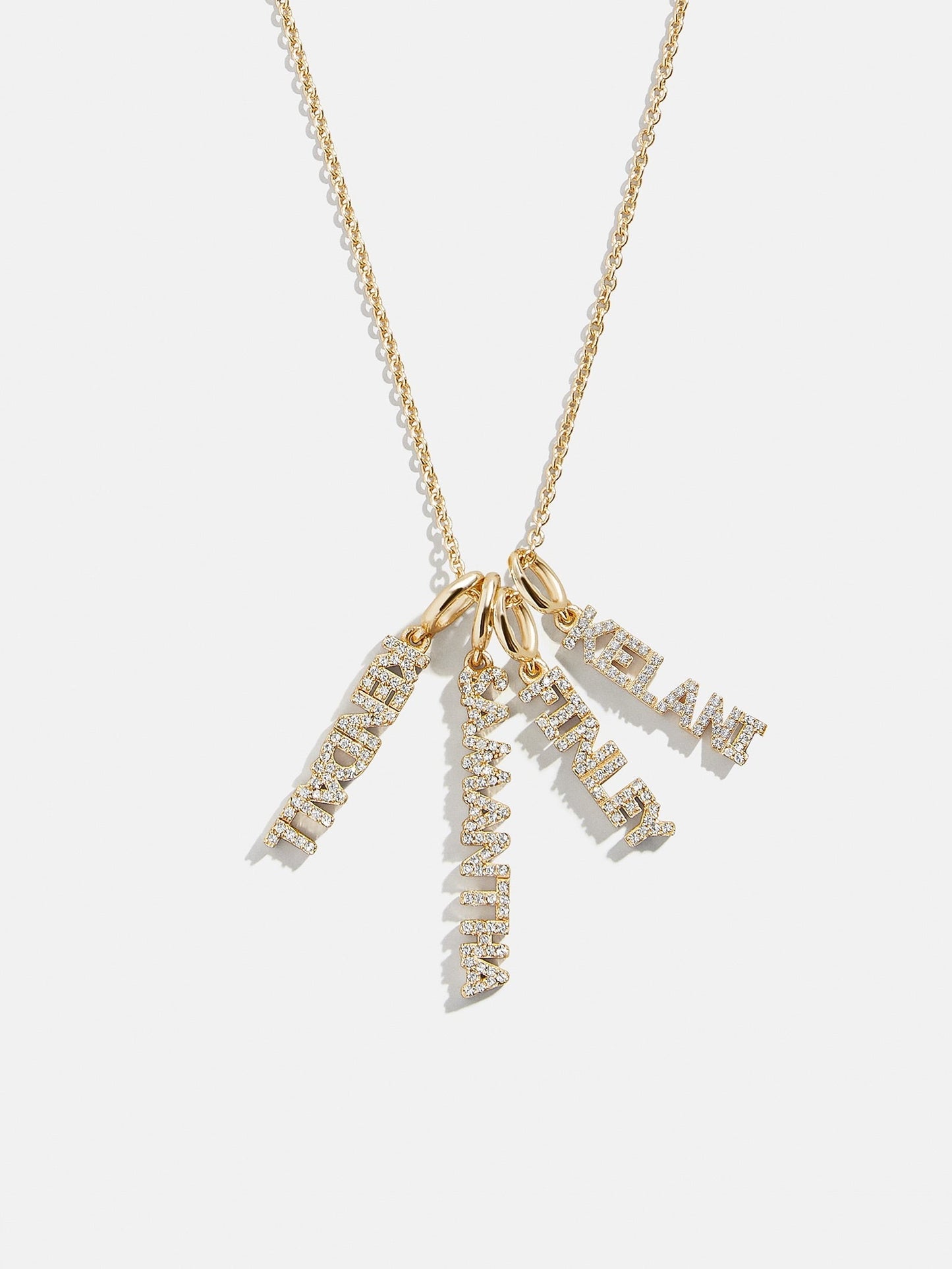 Mini Pave Block Cluster Custom Nameplate Necklace - 4 Names