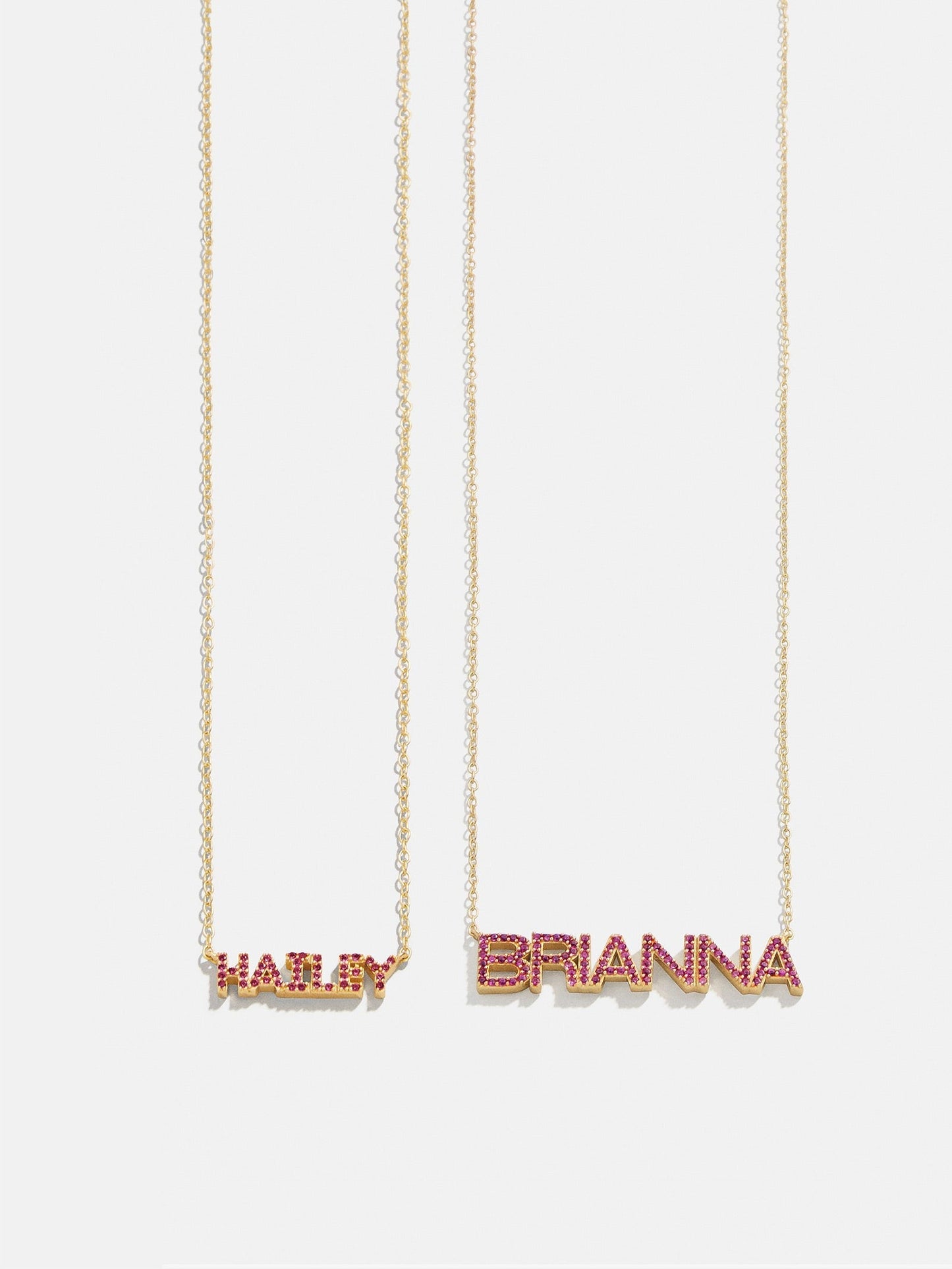 14K Gold Birthstone Custom Nameplate Necklace - Ruby