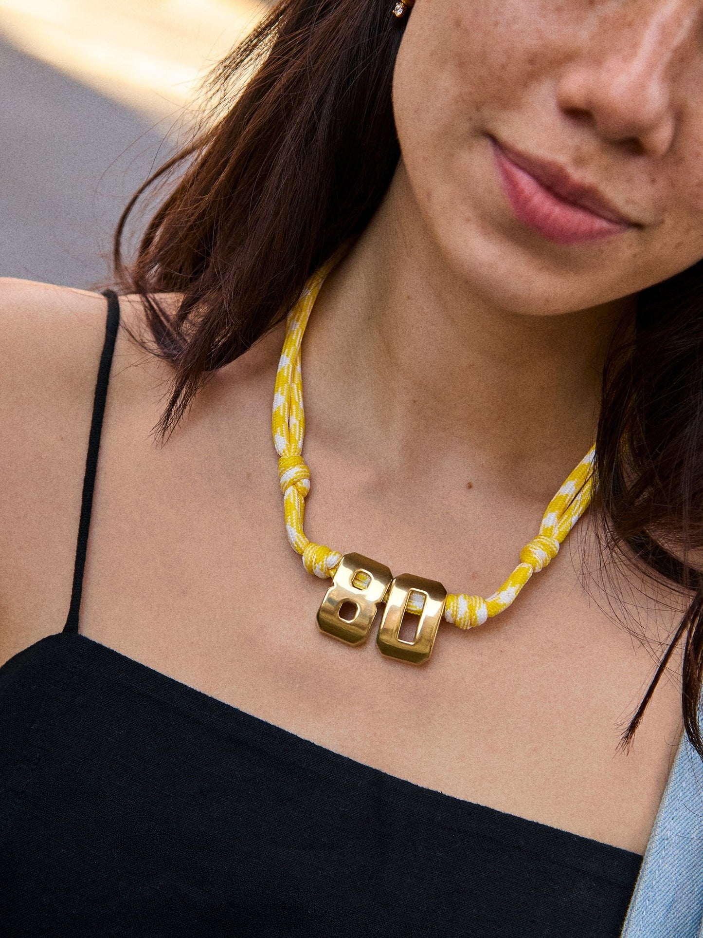 Knotty Varsity Custom Necklace - Bright Yellow Single Digit