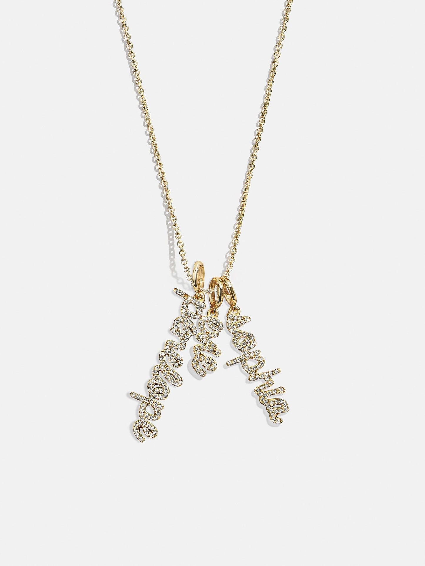 Mini Pavé Script Cluster Custom Nameplate Necklace - 3 Names