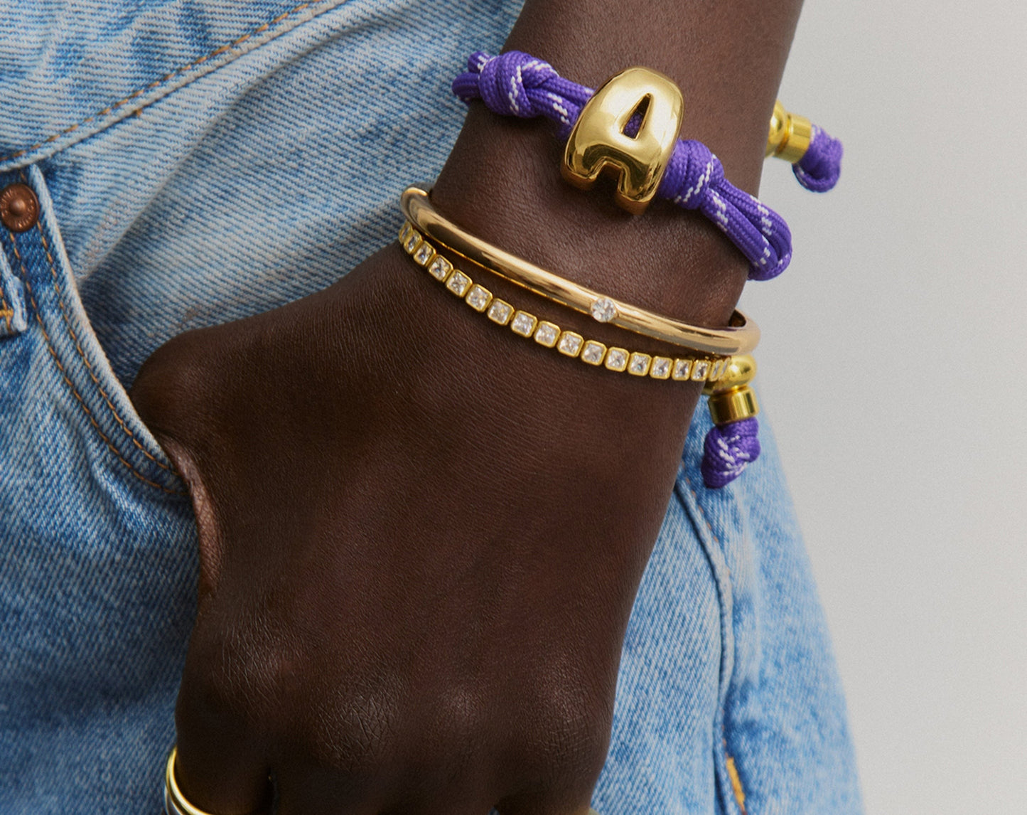 Knotty Initial Custom Bracelet - Purple Single Letter