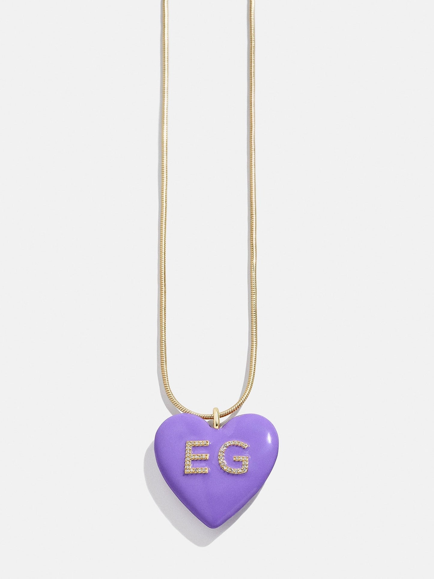 Millie Bubble Heart Custom Initial Necklace - Purple