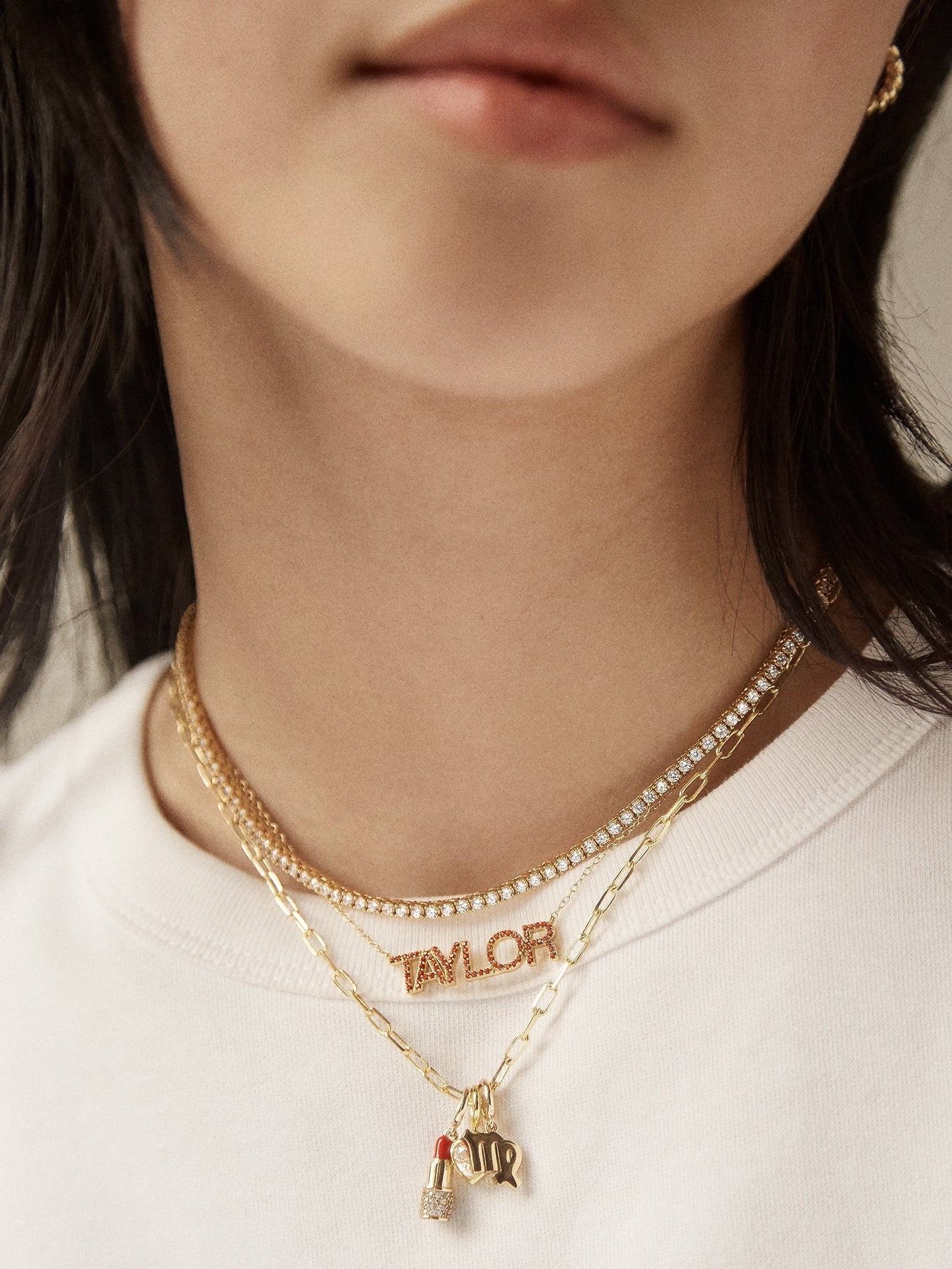 14K Gold Birthstone Custom Nameplate Necklace - Ruby