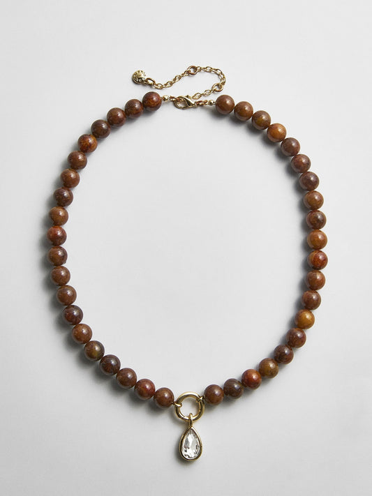 Janette Beaded Ring Necklace - Tiger's Eye