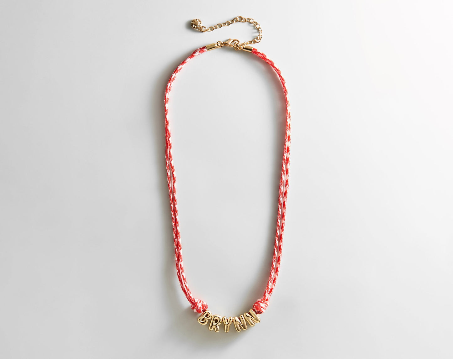 Bubble Letter Custom Paracord Necklace - Red/White