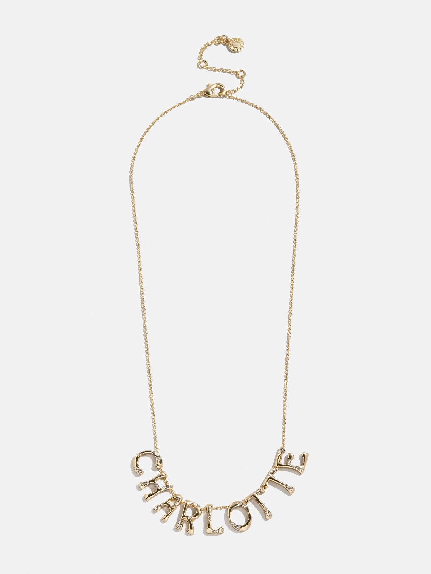 Organic Letter Custom Necklace - Gold/Pavé