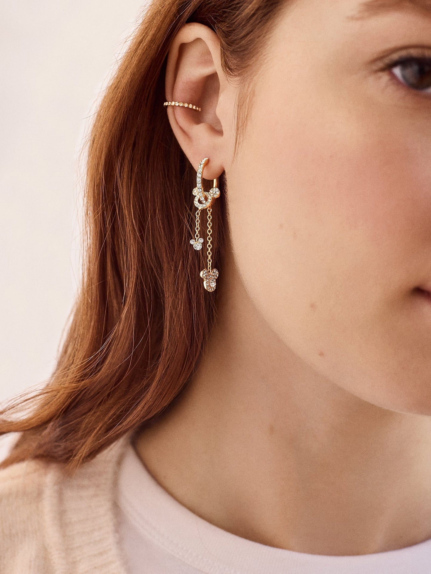 Disney Mickey Mouse Drop Earrings - Gold/Pavé