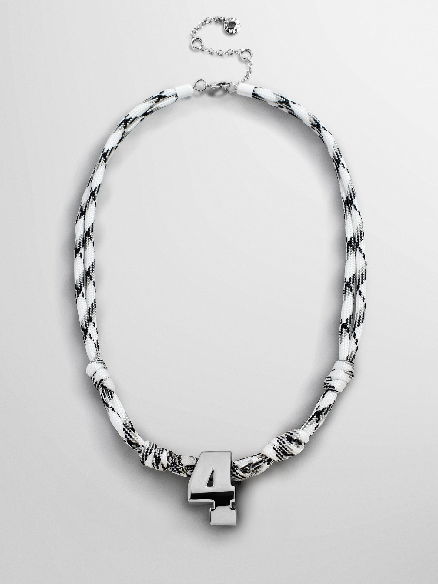 Knotty Varsity Custom Necklace - White/Onyx Single Digit