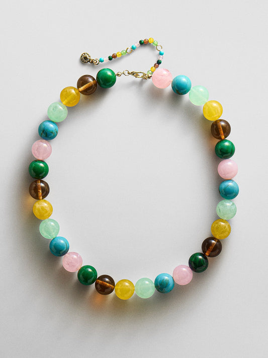 Mini Jane Beaded Necklace - Natural Multi Bead