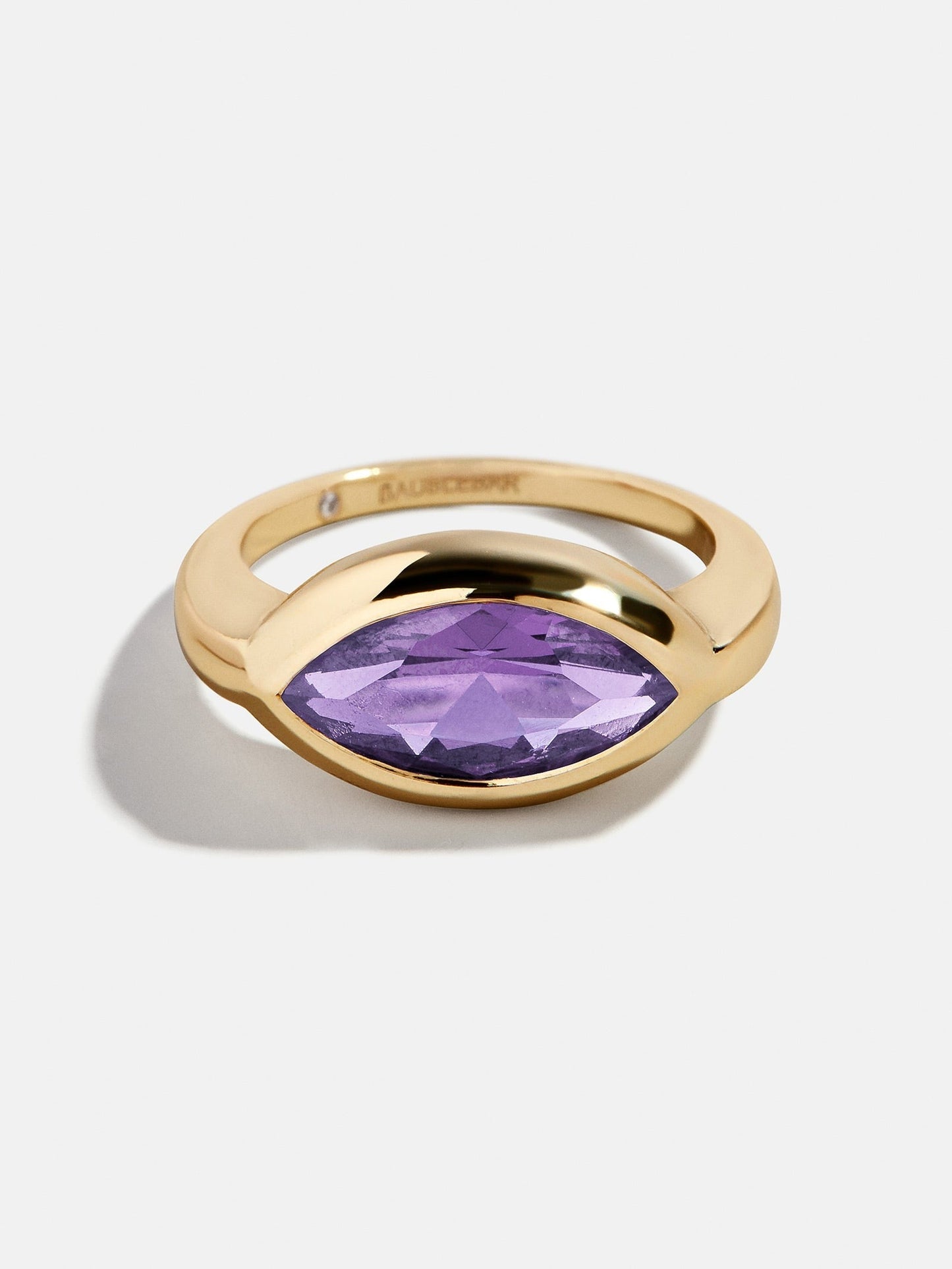 Gold Cubic Zirconia Custom Birthstone Ring - Light Amethyst