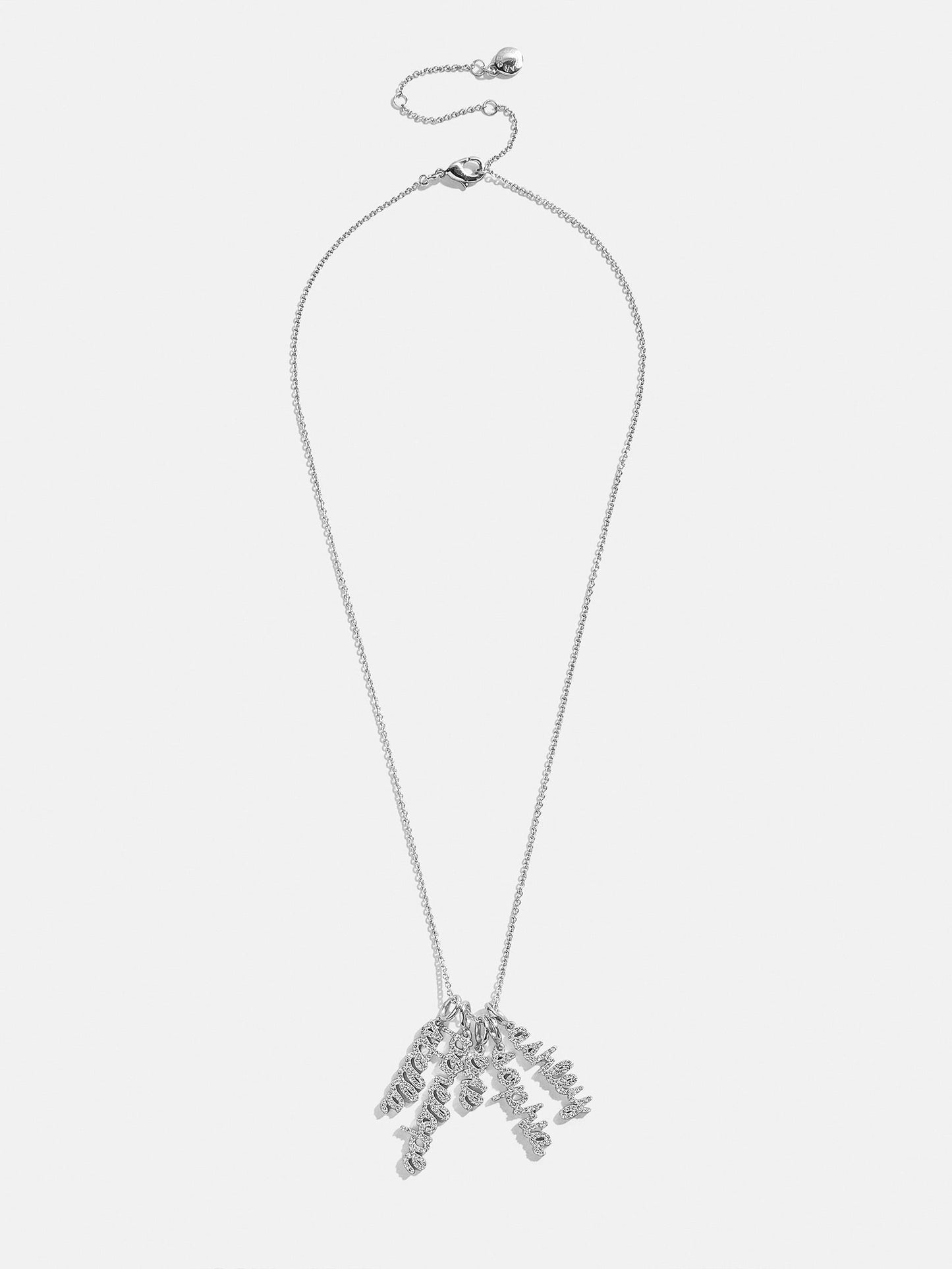 Mini Silver Pavé Script Cluster Custom Nameplate Necklace - 2 Names