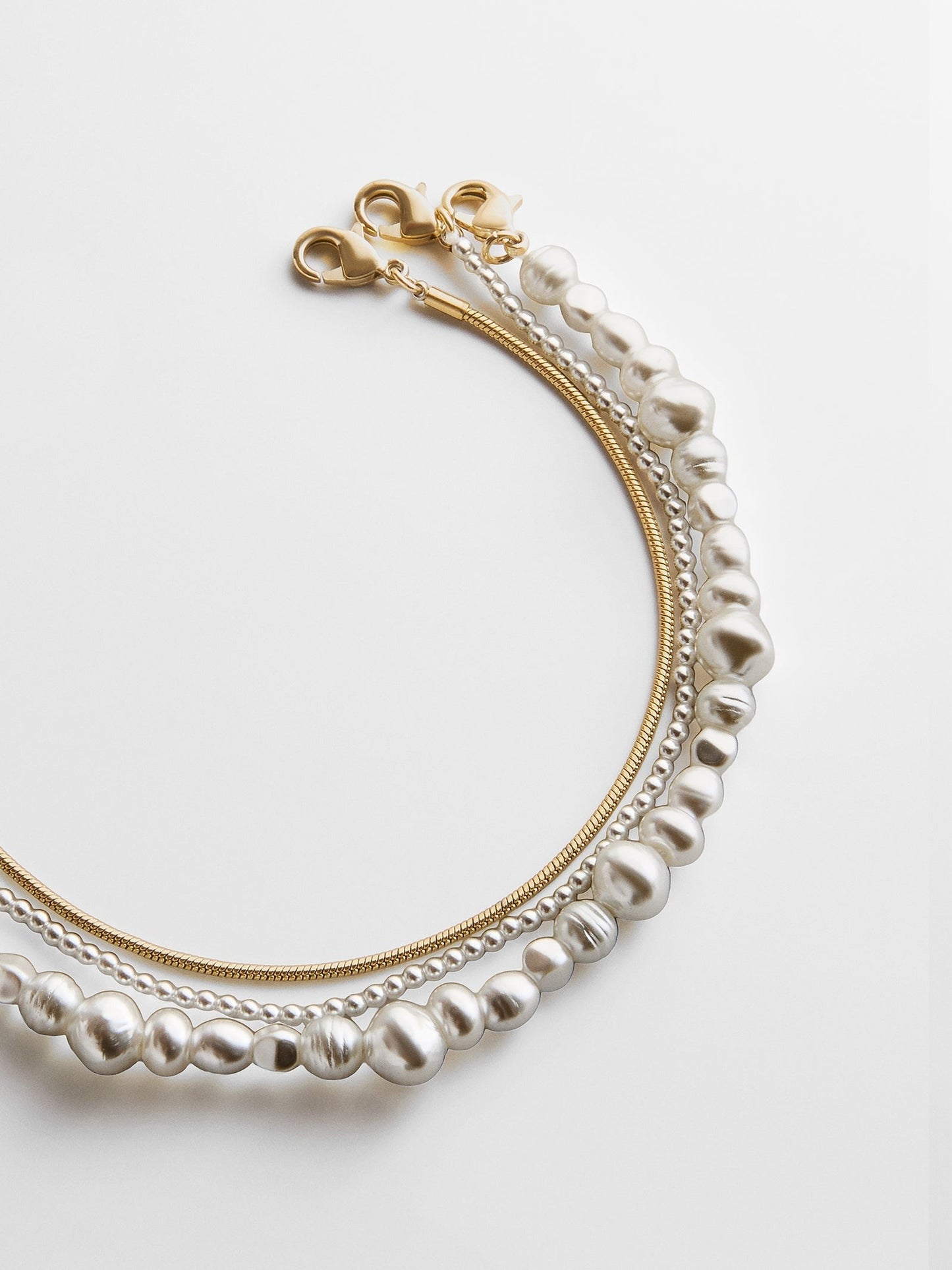 Reese Waterproof Pearl Anklet Set - Gold/Pearl