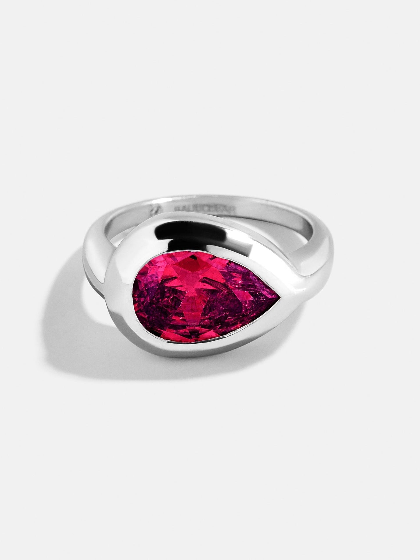 Silver Cubic Zirconia Custom Birthstone Ring - Ruby