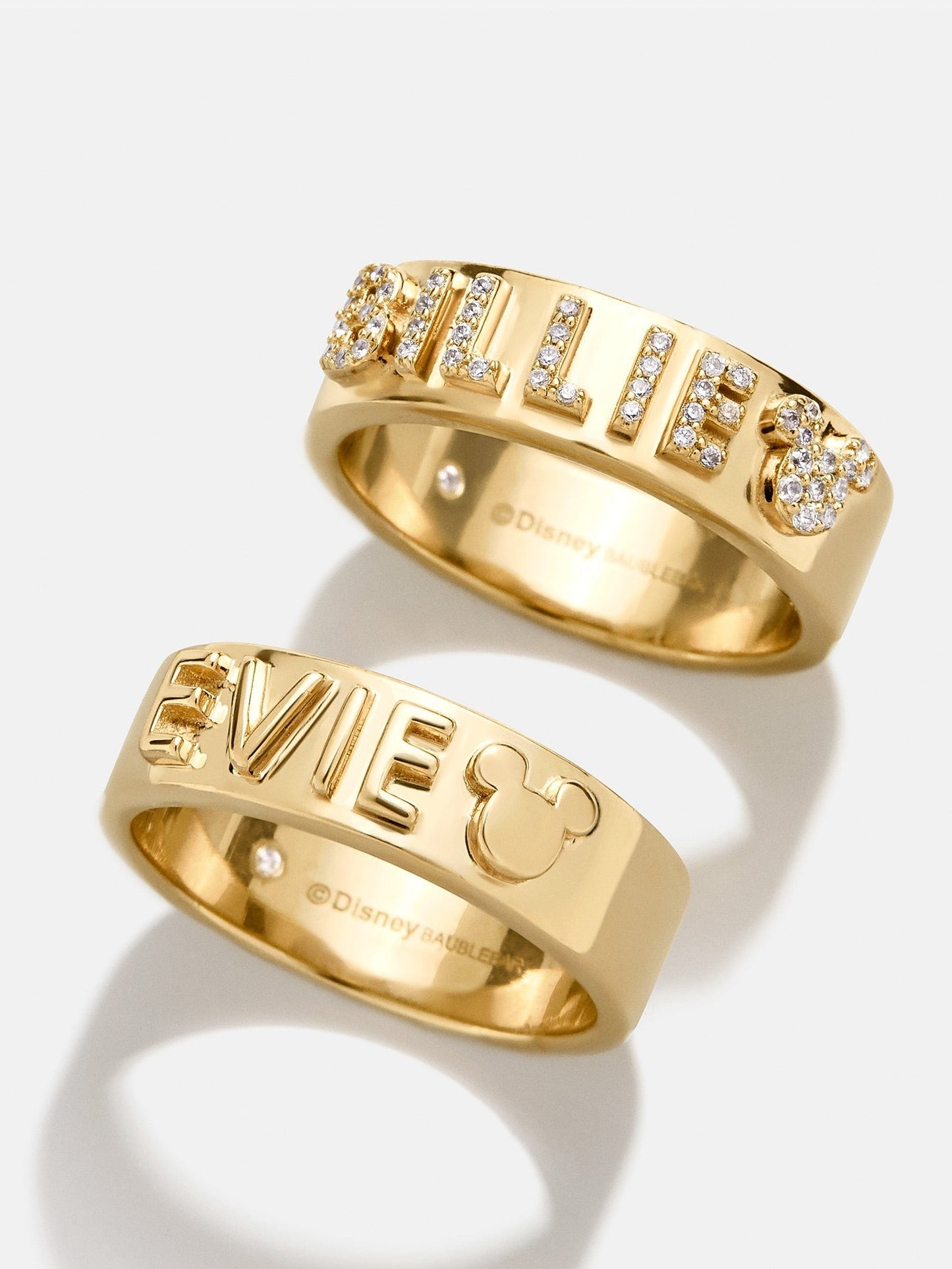 Disney 14K Gold Plated Sterling Silver Custom Block Ring - Gold/Pavé