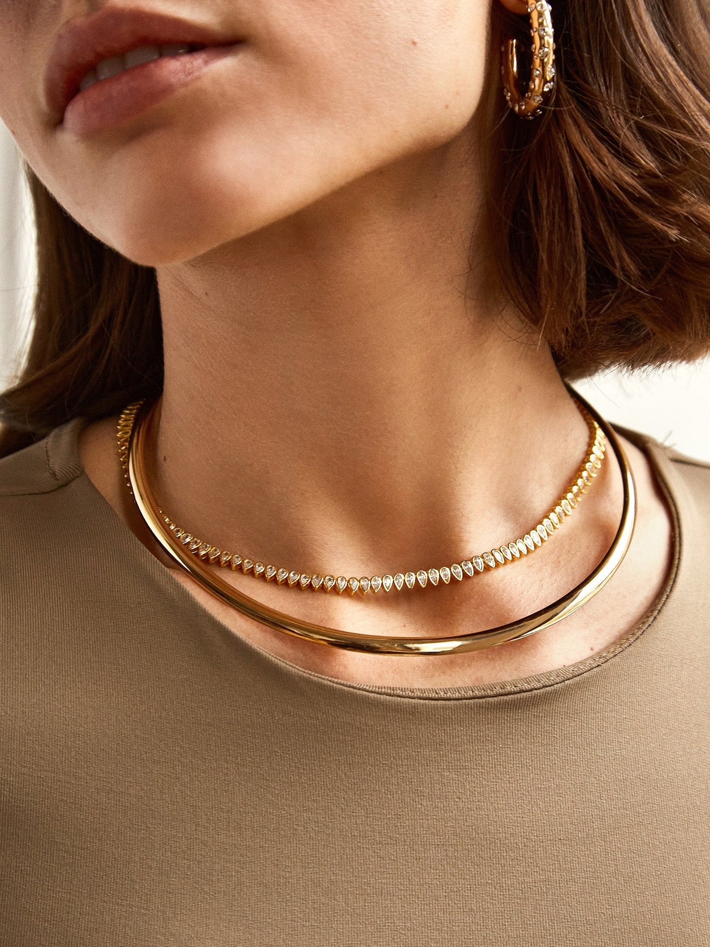 Julia 14K Gold Adjustable Tennis Necklace - Gold/Pavé