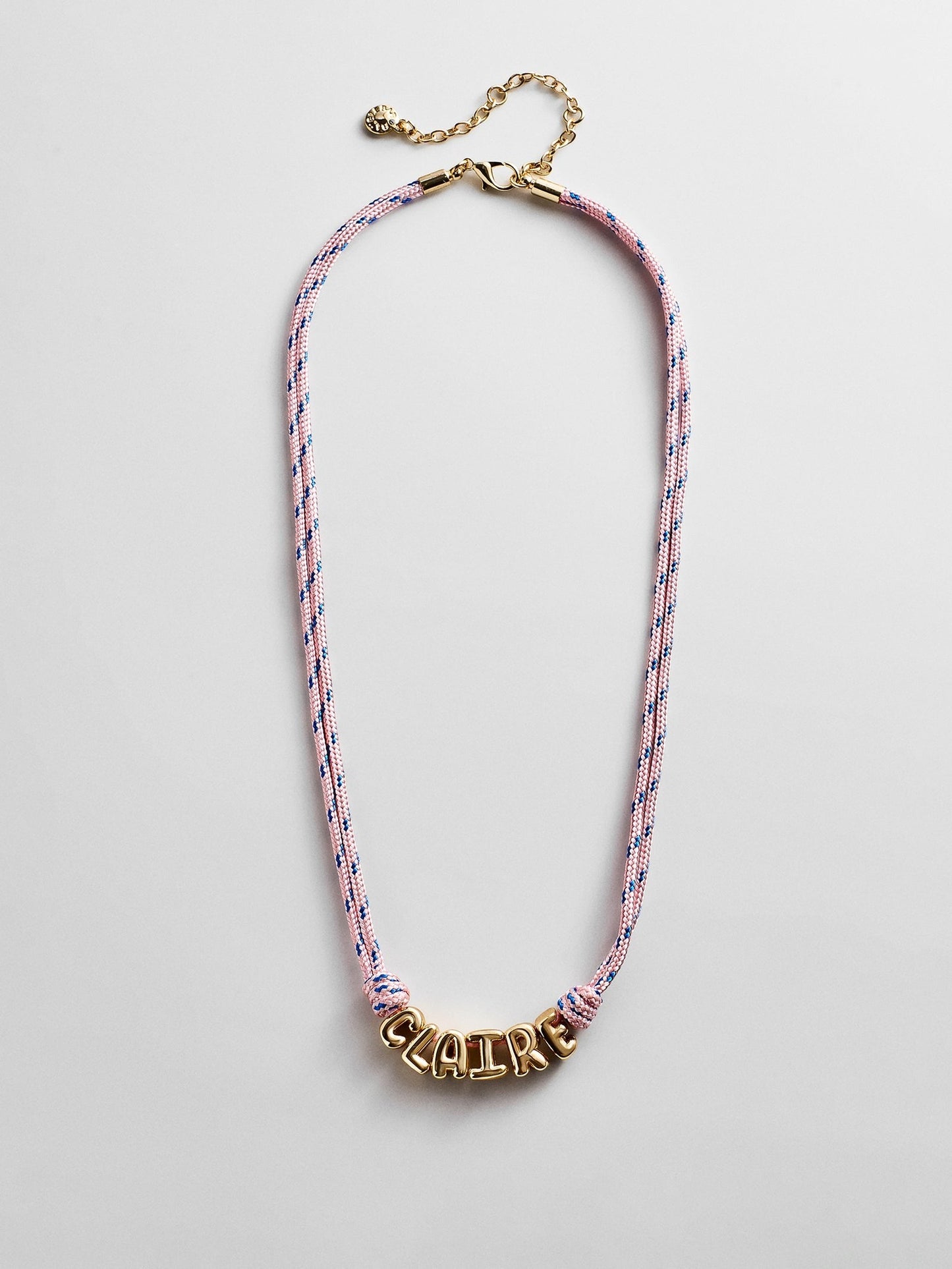 Bubble Letter Custom Paracord Necklace - Soft Pink