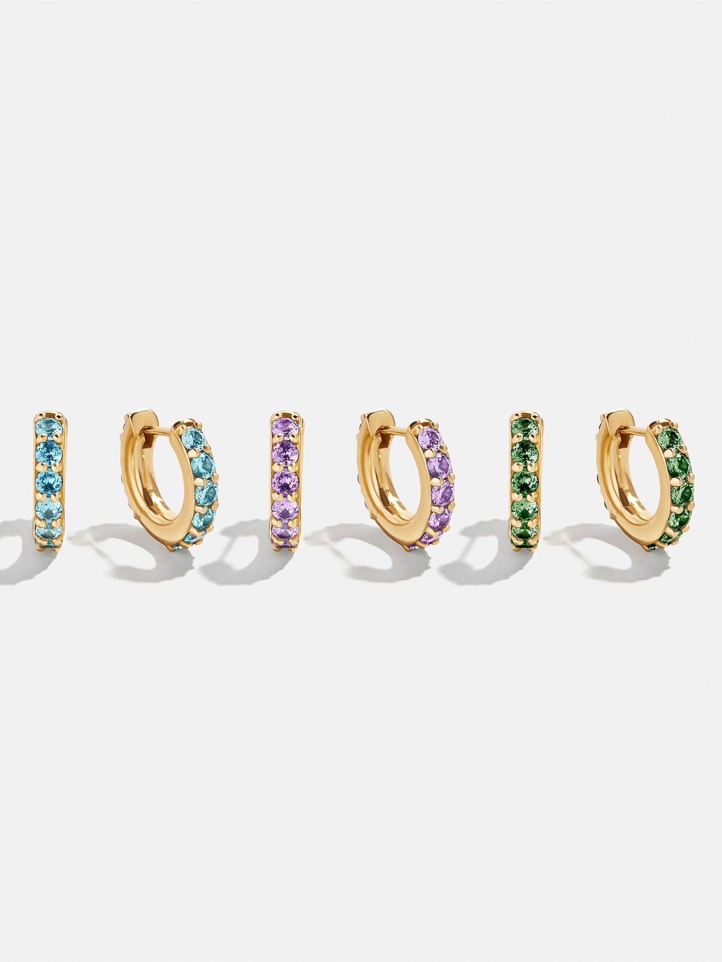 18K Gold Birthstone Huggie Earrings - Aquamarine