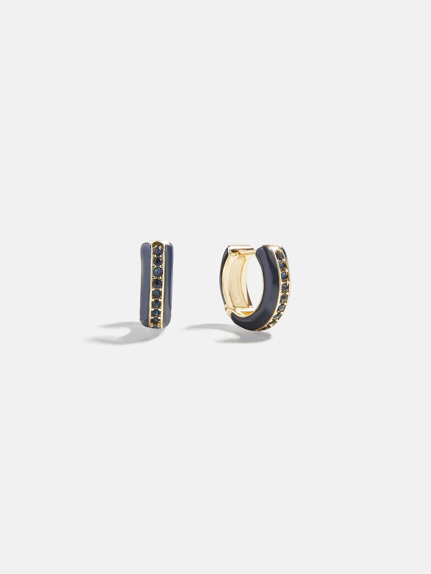 Game Day Enamel Huggie Earrings - Navy