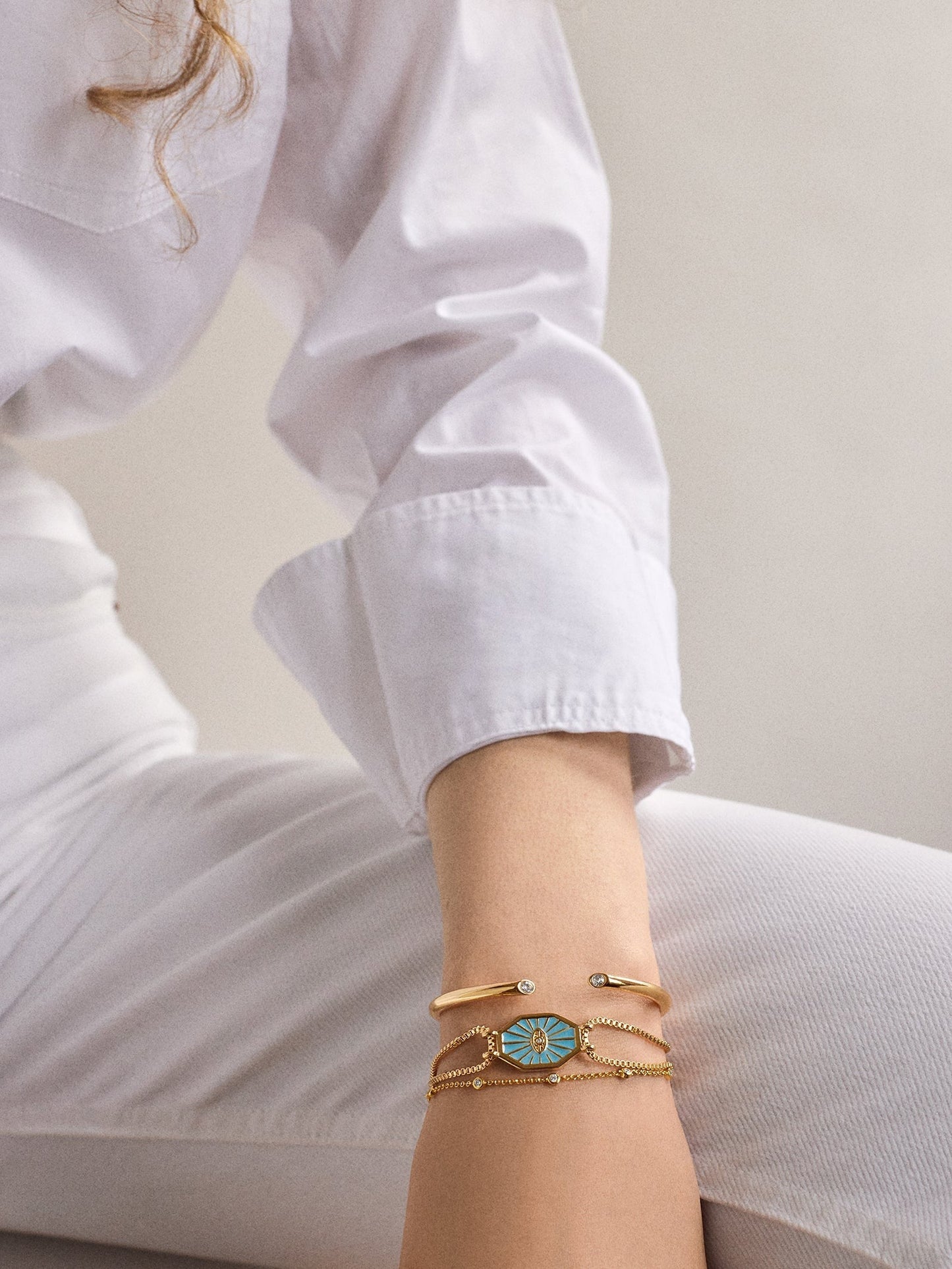 Evil Eye Reversible Bracelet - Gold/Turquoise