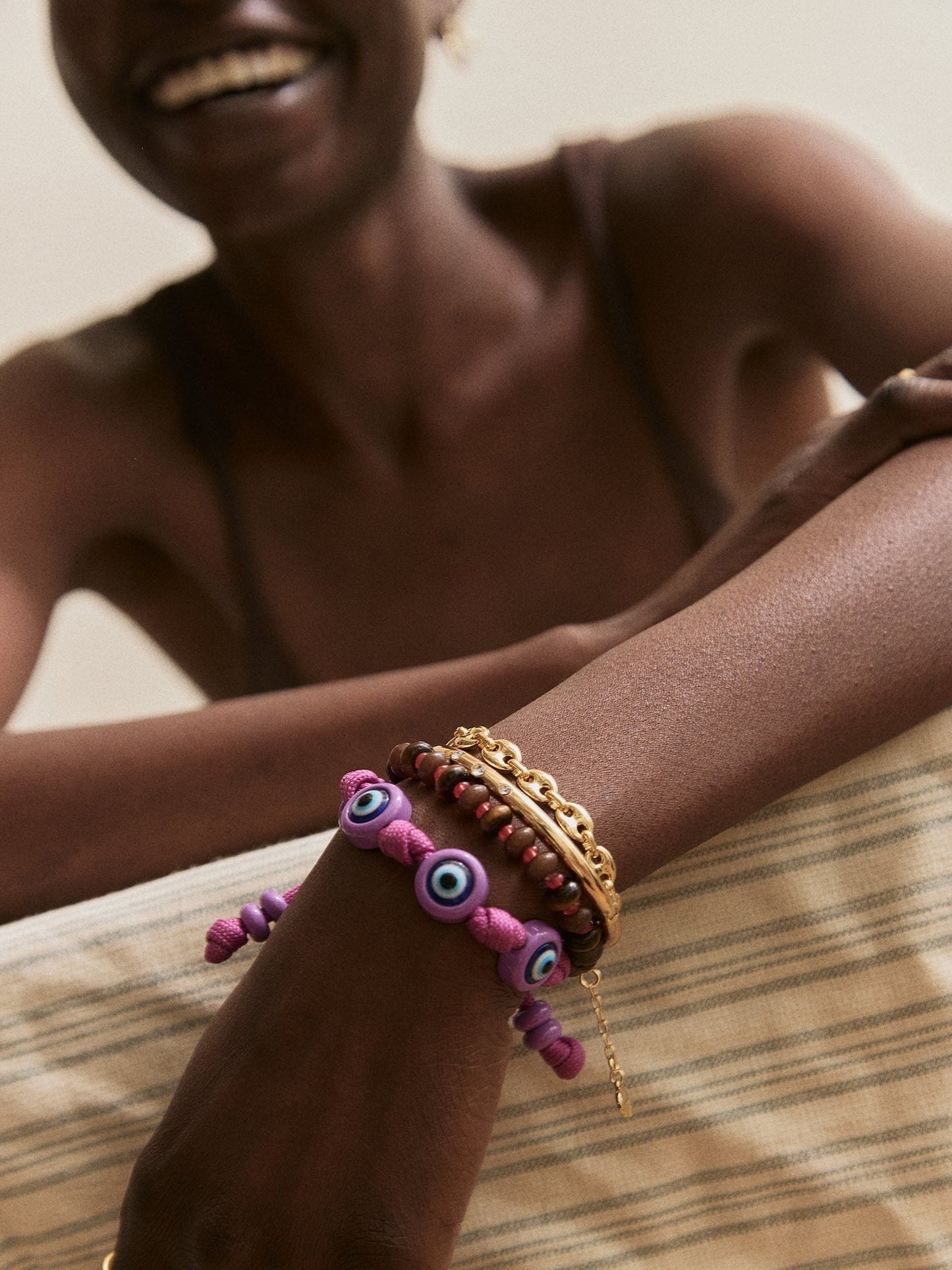 Knotty Good Eye Cord Bracelet - Lilac