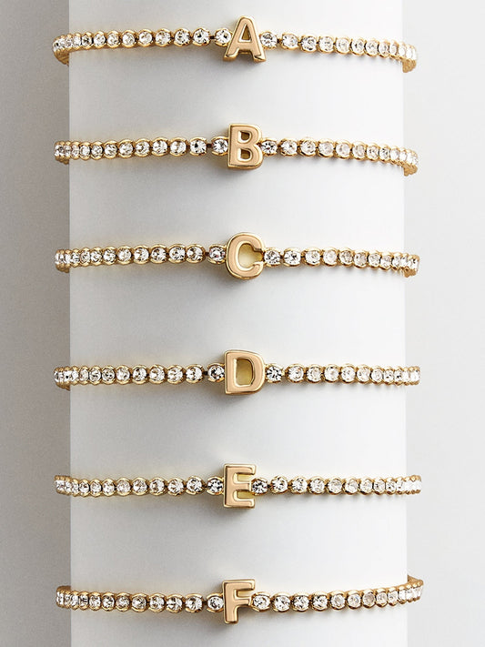 Block Letter Tennis Bracelet - Initial Tennis Bracelet