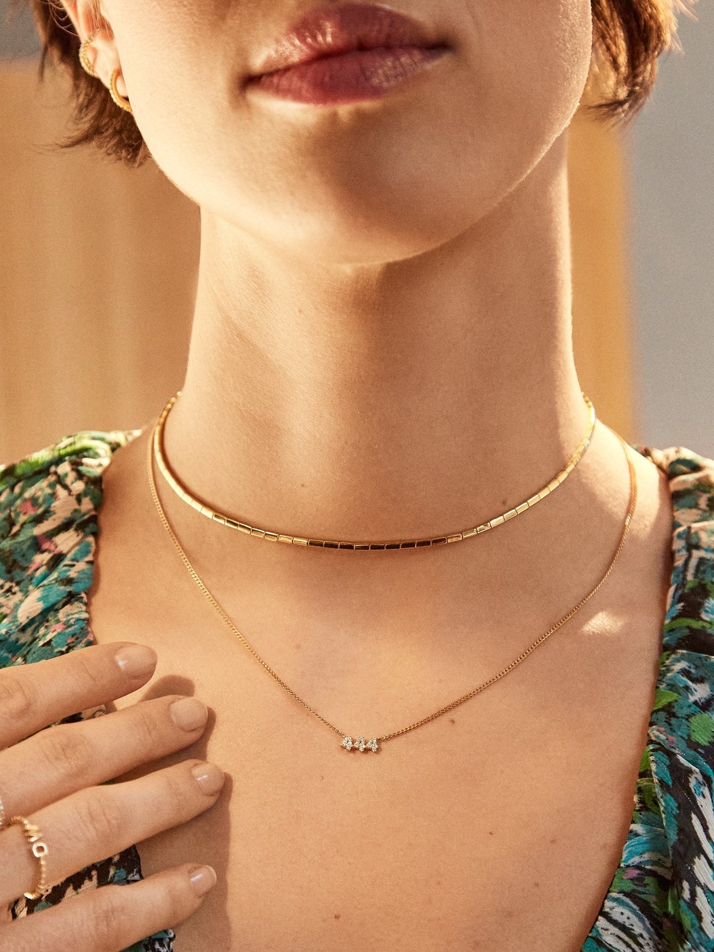 14K Gold Angel Number Custom Nameplate Necklace - Gold
