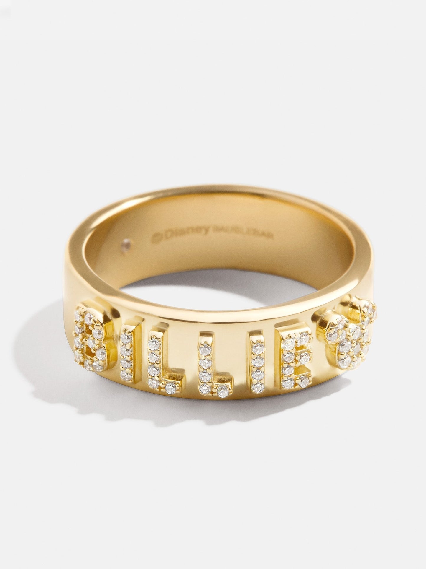 Disney 14K Gold Plated Sterling Silver Custom Block Ring - Gold/Pavé