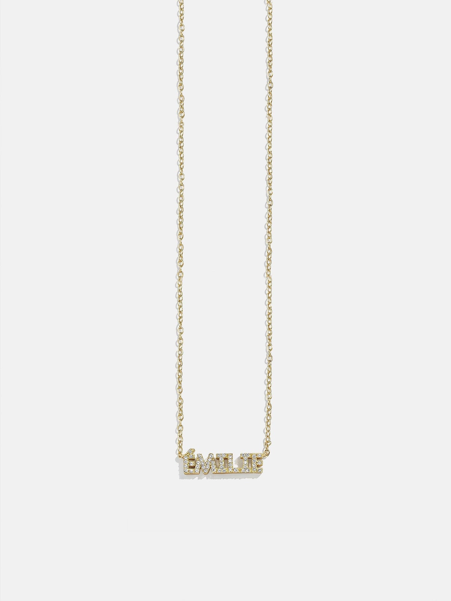 14K Gold Birthstone Custom Nameplate Necklace - Crystal