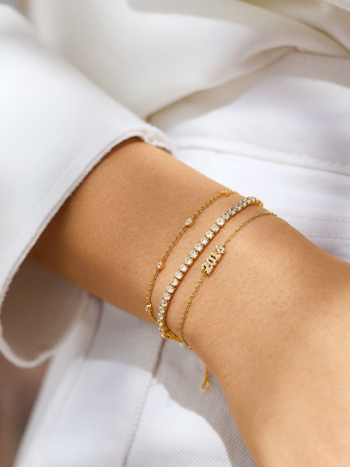 14K Gold Block Font Custom Number Bracelet - Block Font Numbers