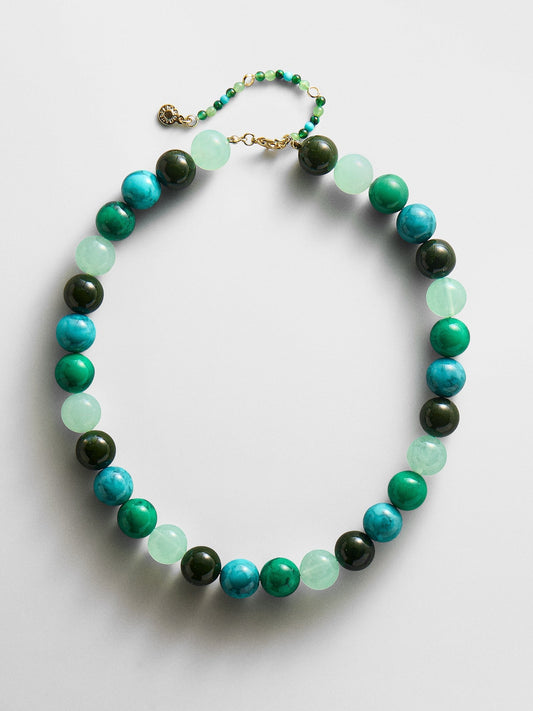 Mini Jane Beaded Necklace - Blue Multi Bead