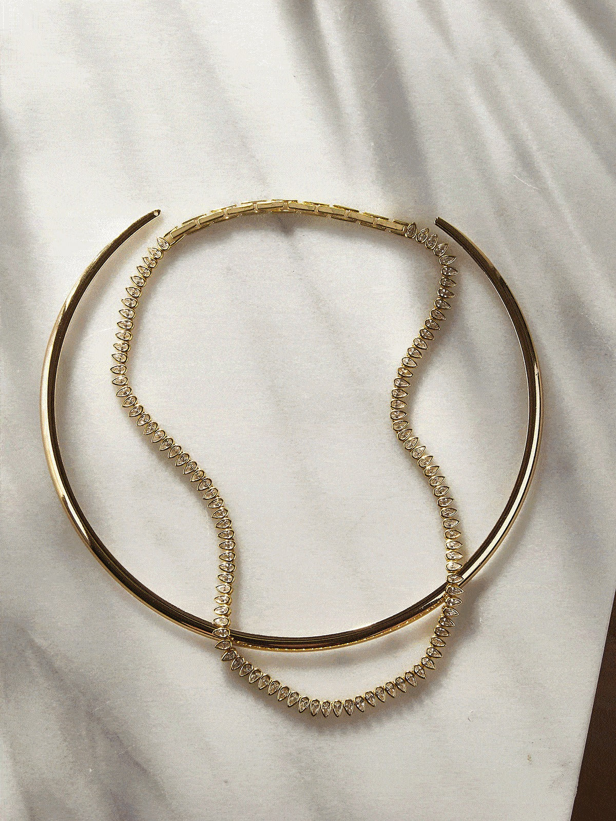 Julia 14K Gold Adjustable Tennis Necklace - Gold/Pavé