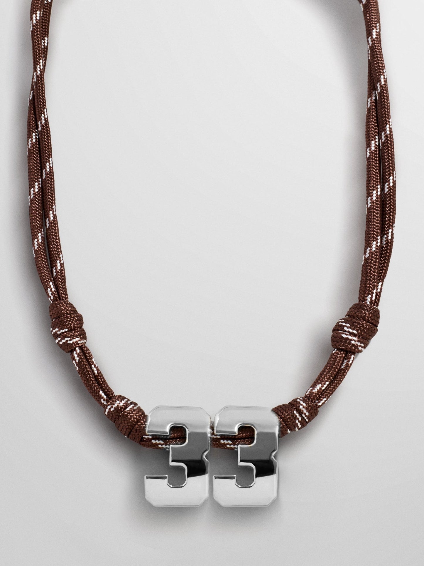 Knotty Varsity Custom Necklace - Mocha Brown Double Digit