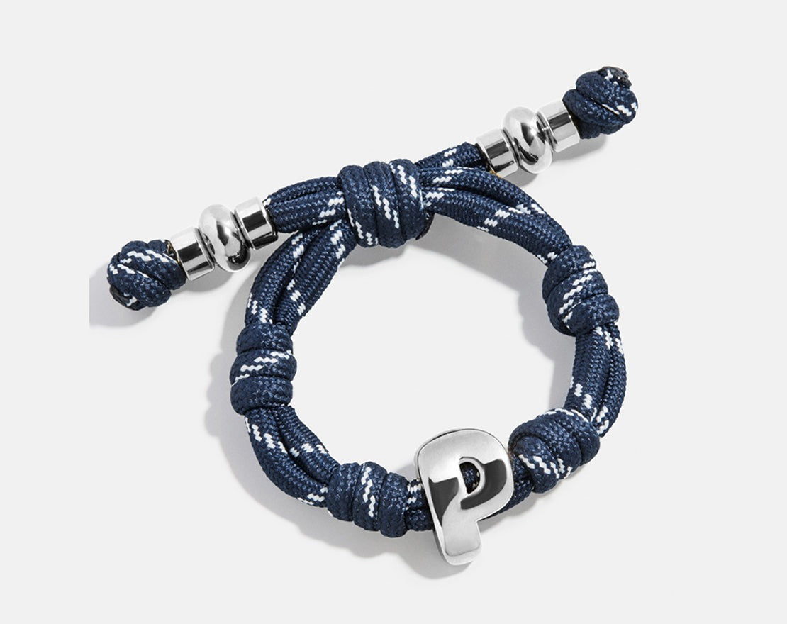 Knotty Initial Custom Bracelet - Navy Single Letter