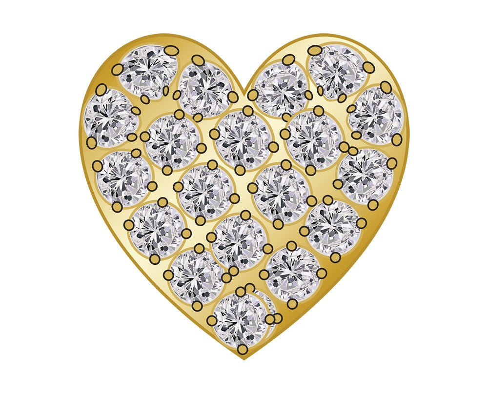 Mini Heart Icon - Clear/Gold